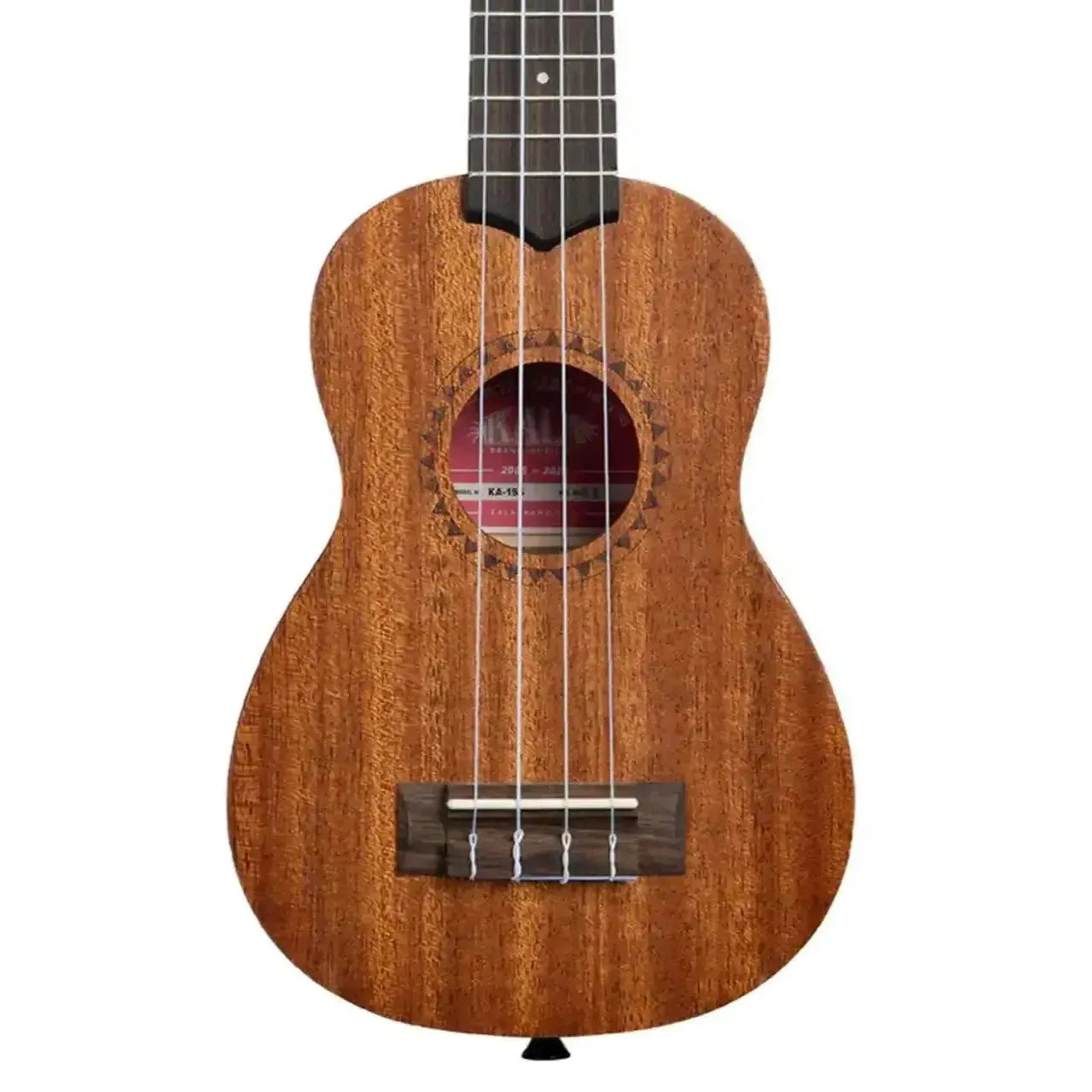 Kala 15S Satin Mahogany Soprano Ukulele with rosewood fretboard and decorative soundhole.