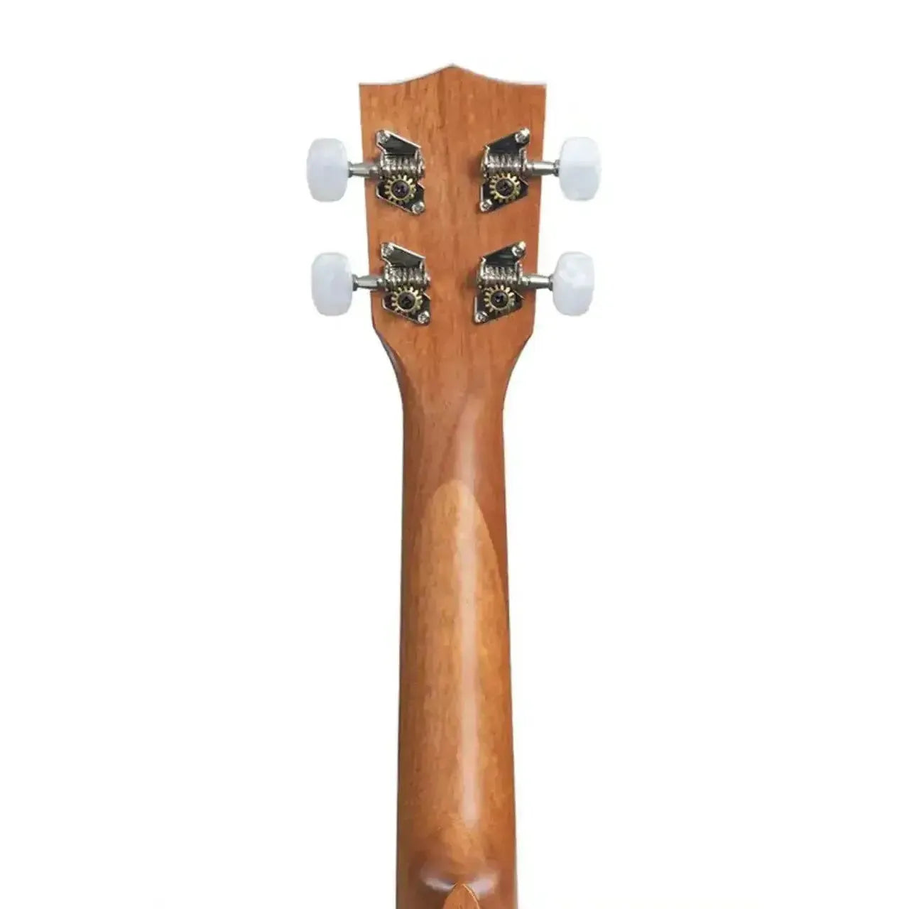 Kala 15S Soprano Ukulele headstock and neck, showing mahogany wood grain and white tuning pegs.