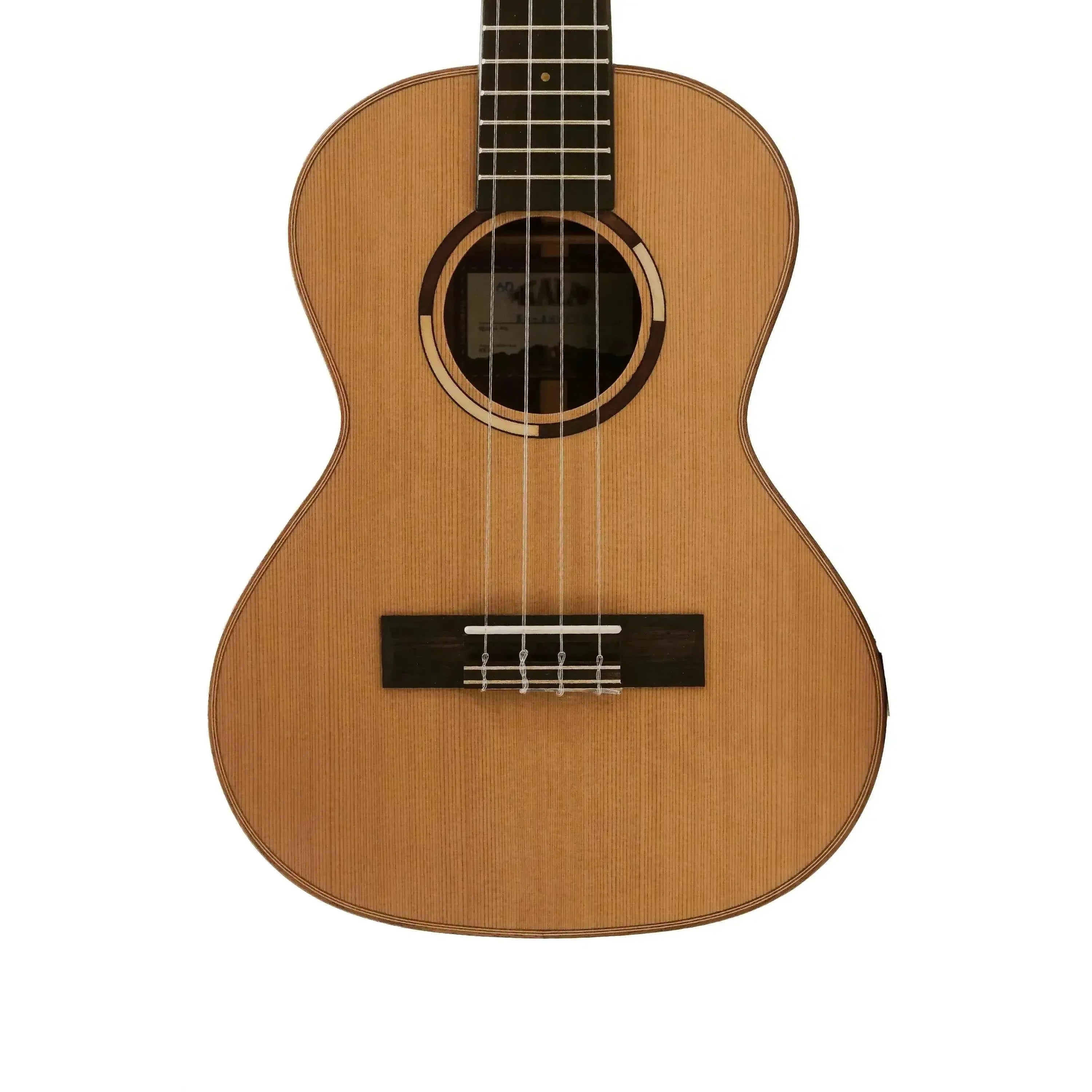Kala ASCP-T tenor ukulele with solid cedar top, dark wood bridge, and soundhole rosette.