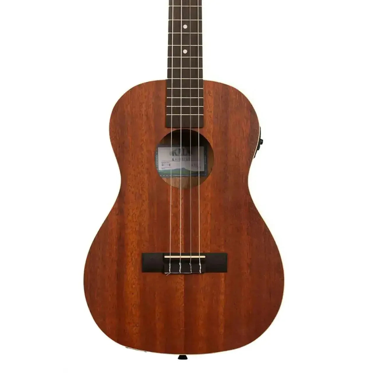 Kala BE/LH Left-Handed Baritone Ukulele with satin mahogany body, rosewood fretboard, and EQ.