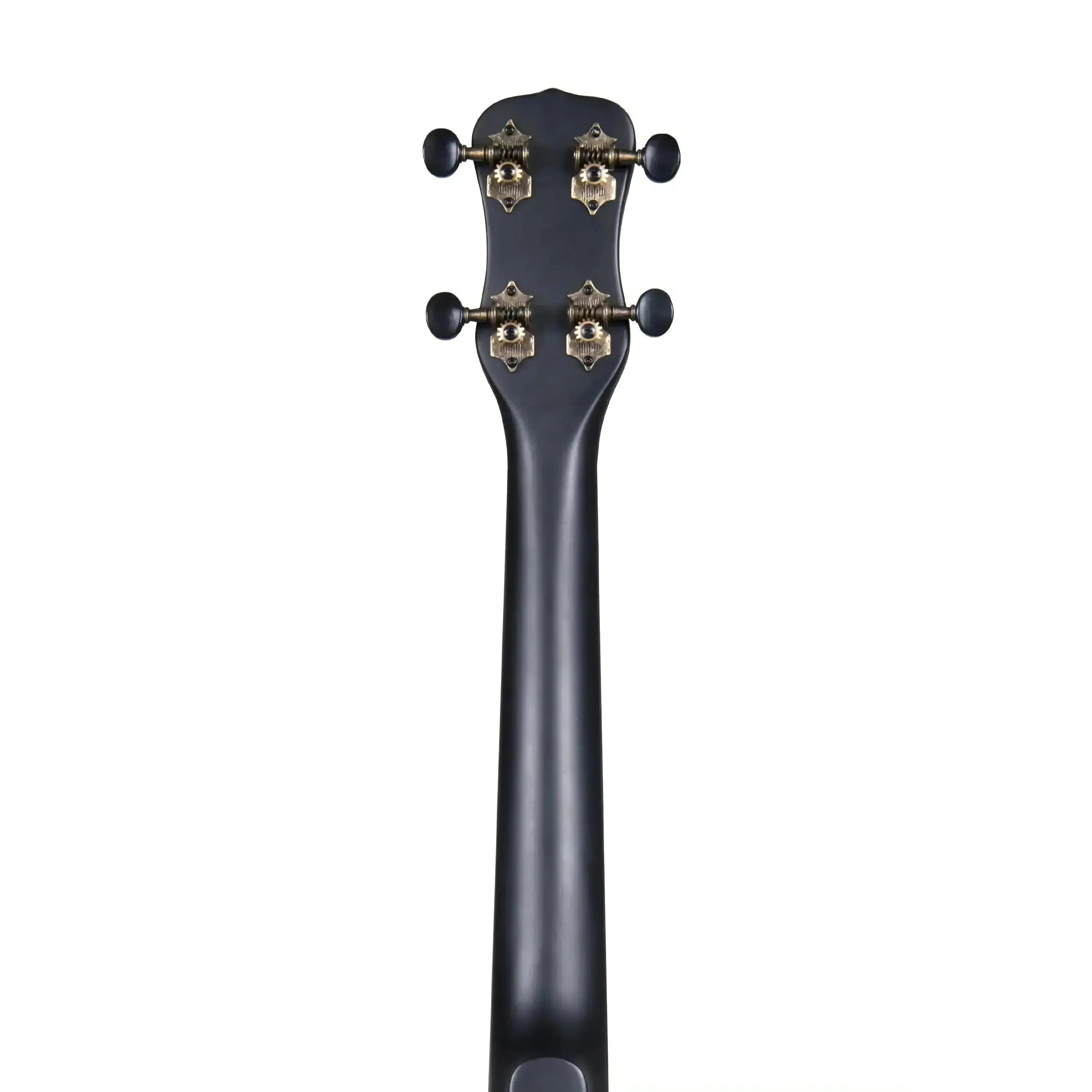 Kala BNJ-C black maple concert banjolele headstock and neck with gold tuners.