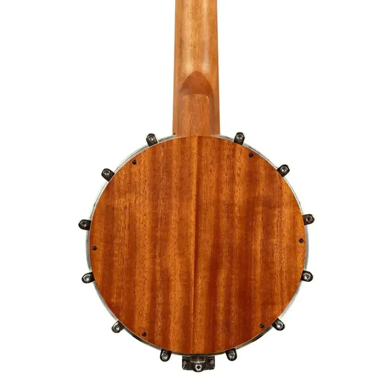 Back of Kala Concert Banjolele, showing natural mahogany wood grain and metal hardware.