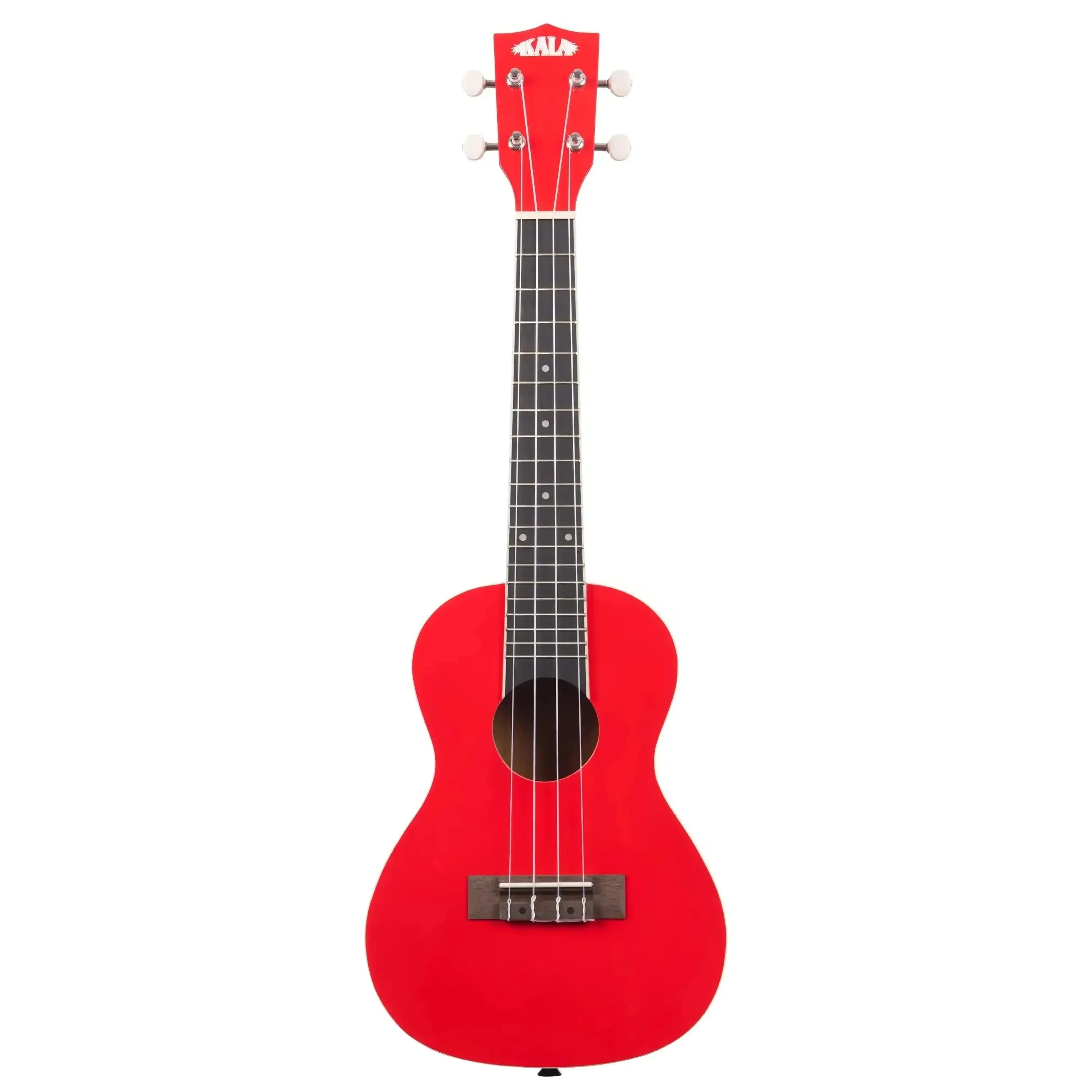 Kala CANDY-CAR Candy Apple Red Concert Ukulele with glossy finish, mahogany neck, and rosewood fingerboard.
