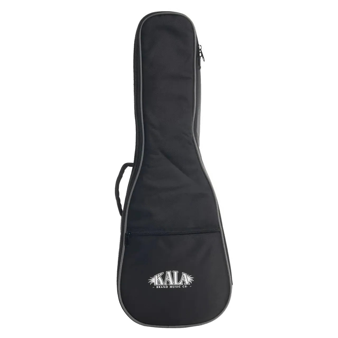 Kala black ukulele gig bag with gray trim and white Kala logo.