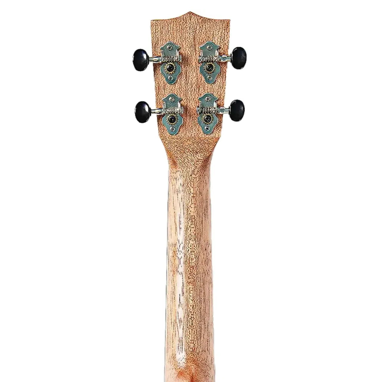 Kala CLM-C Cape Lilac Mahogany Concert Ukulele headstock and neck, showing black tuners.