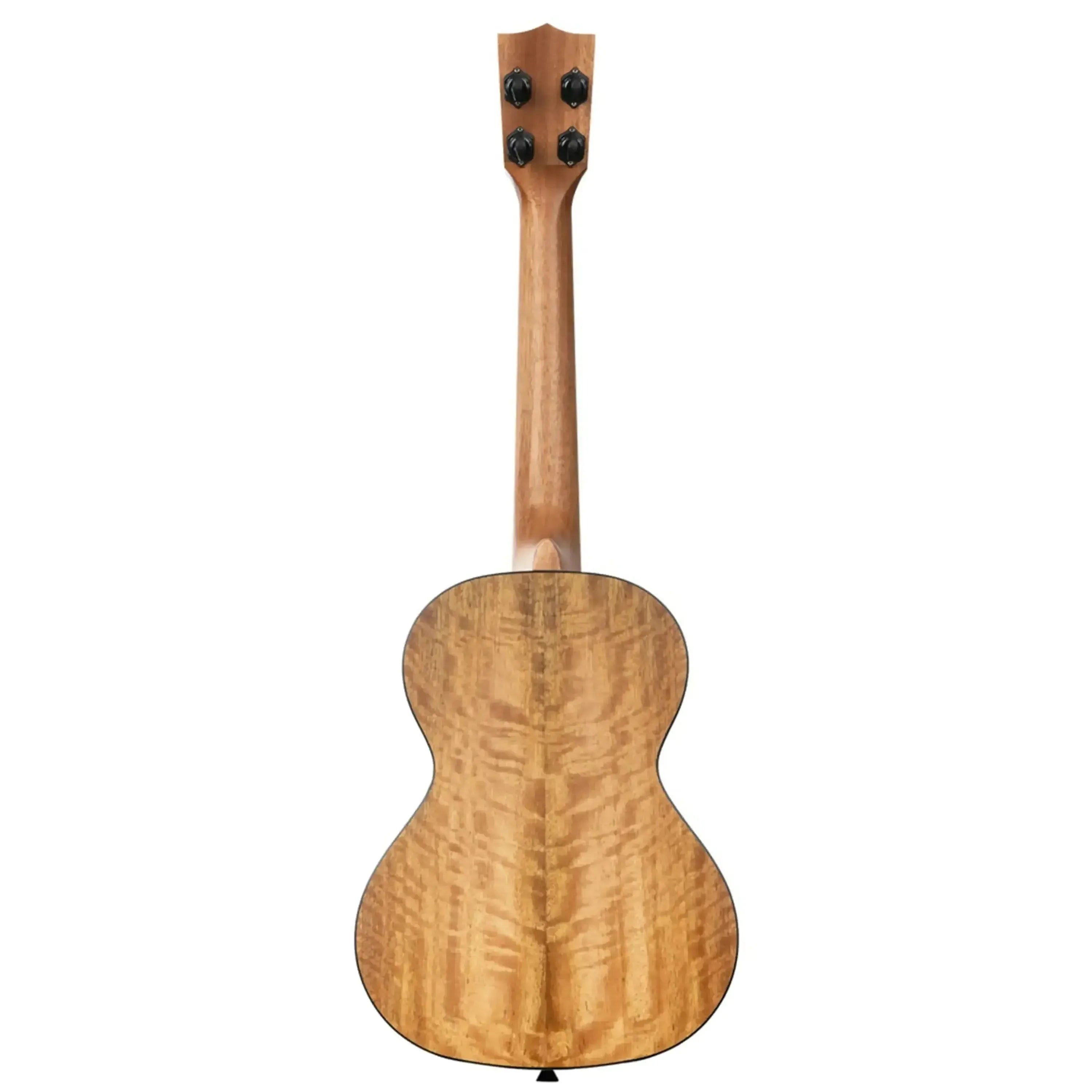 Kala CM-T Curly Mango Tenor Ukulele, back view, showcasing the natural wood grain and satin finish.