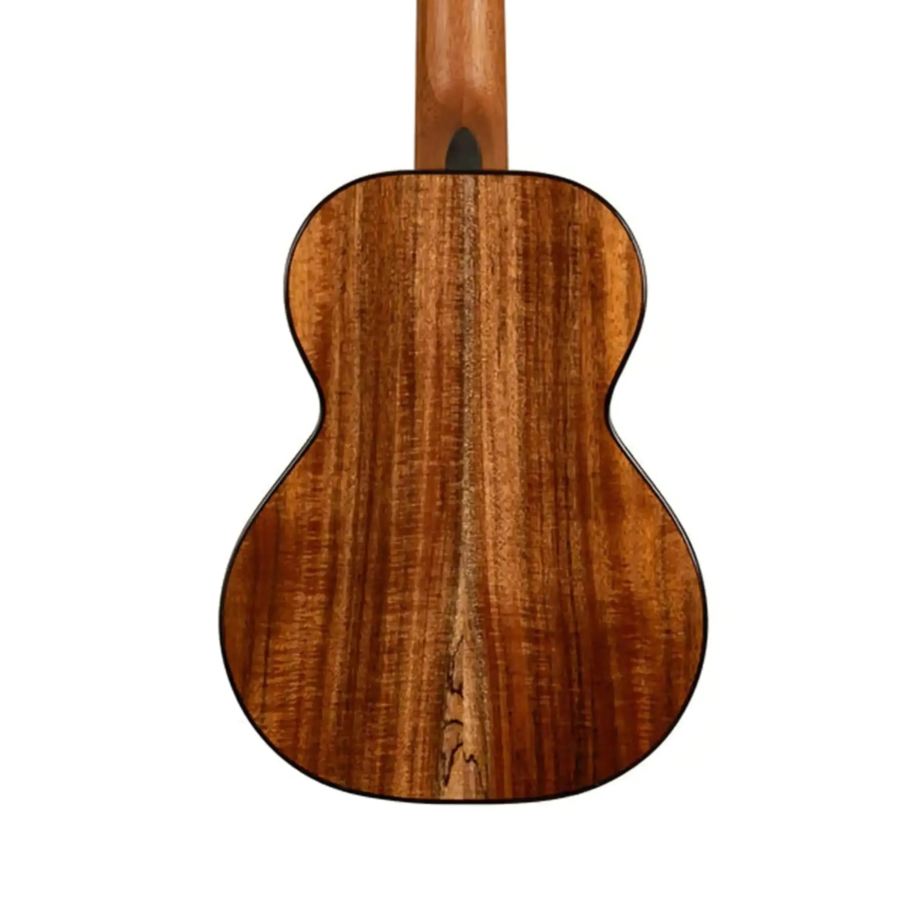 Back of Kala CT-SA-TG Contour Series Tenor Ukulele, showing solid acacia wood grain and dark binding.