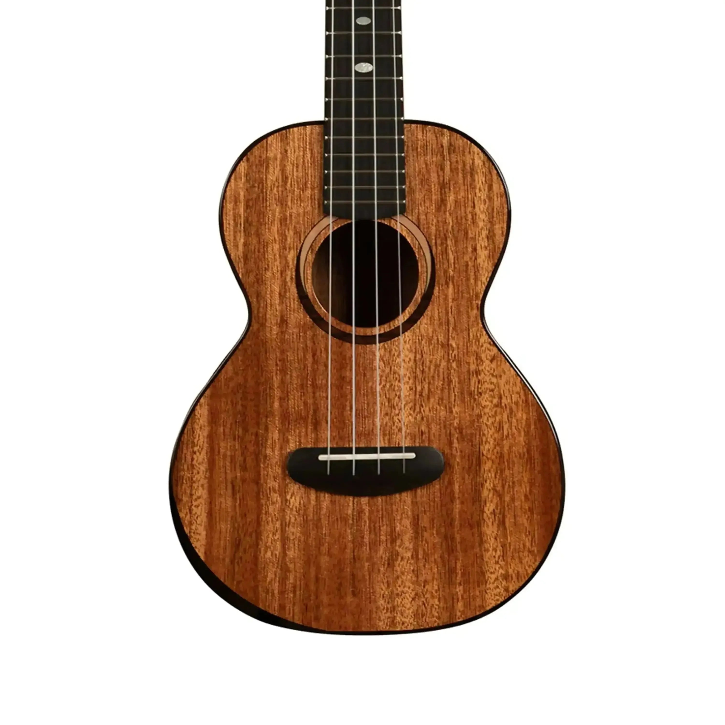 Kala Contour Series Tenor Ukulele with solid mahogany body, rosewood binding, and eclipse maple rosette.