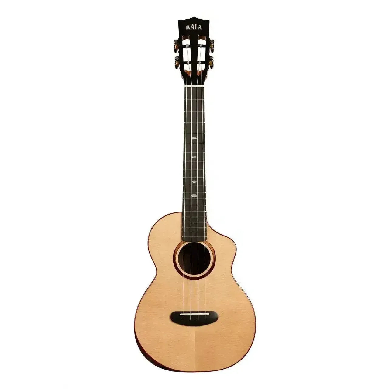 Kala Contour Tenor Ukulele with spruce top, rosewood back/sides, gloss finish, and Venetian cutaway.