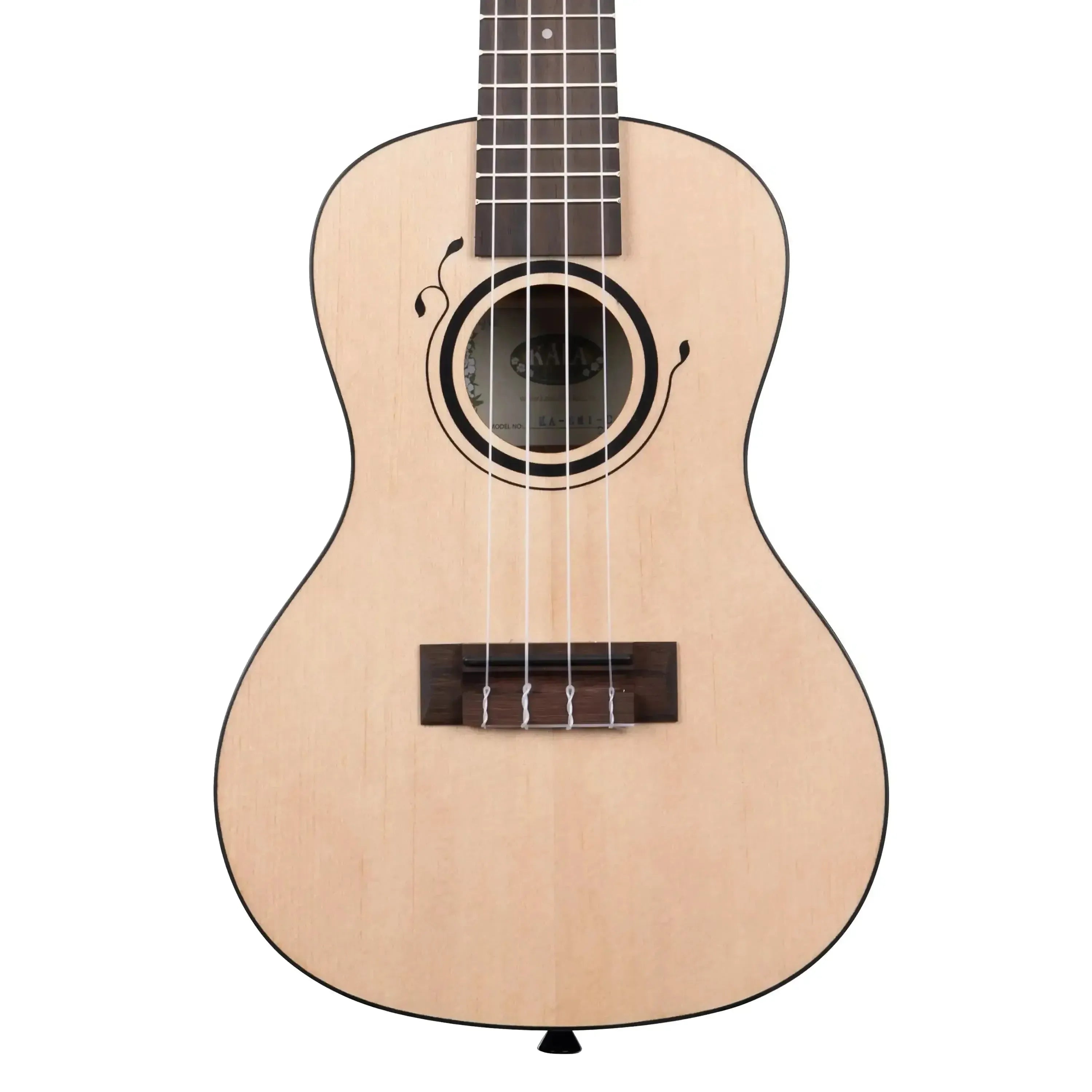 Kala Emi Sunshine Signature Concert Ukulele with light spruce top, mahogany back, and unique soundhole design.