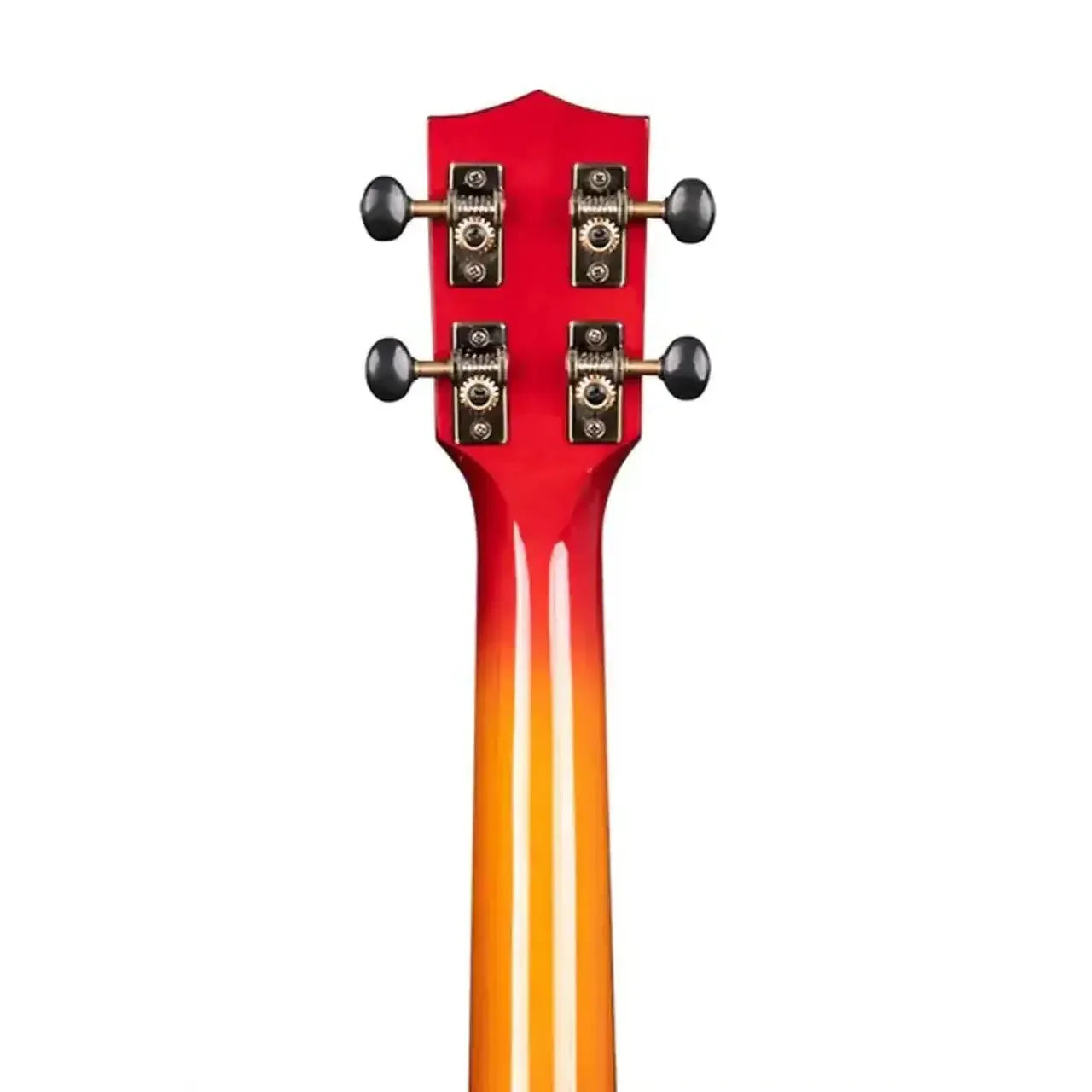 Kala Cherry Burst Flame Maple Tenor Ukulele headstock and neck, showing tuners.