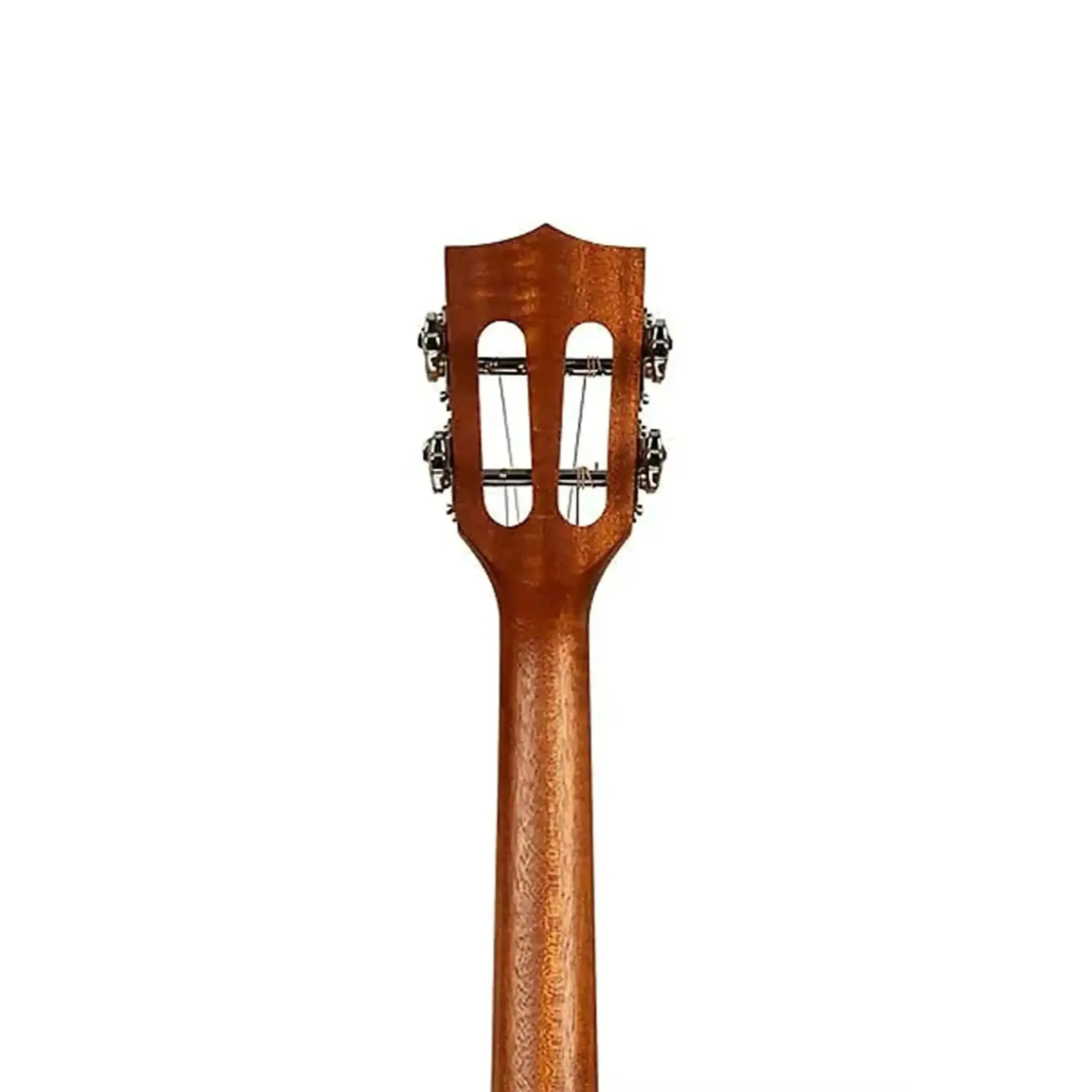 Back of Kala GTR-TB Tenor Guitar headstock and mahogany neck with slotted headstock.