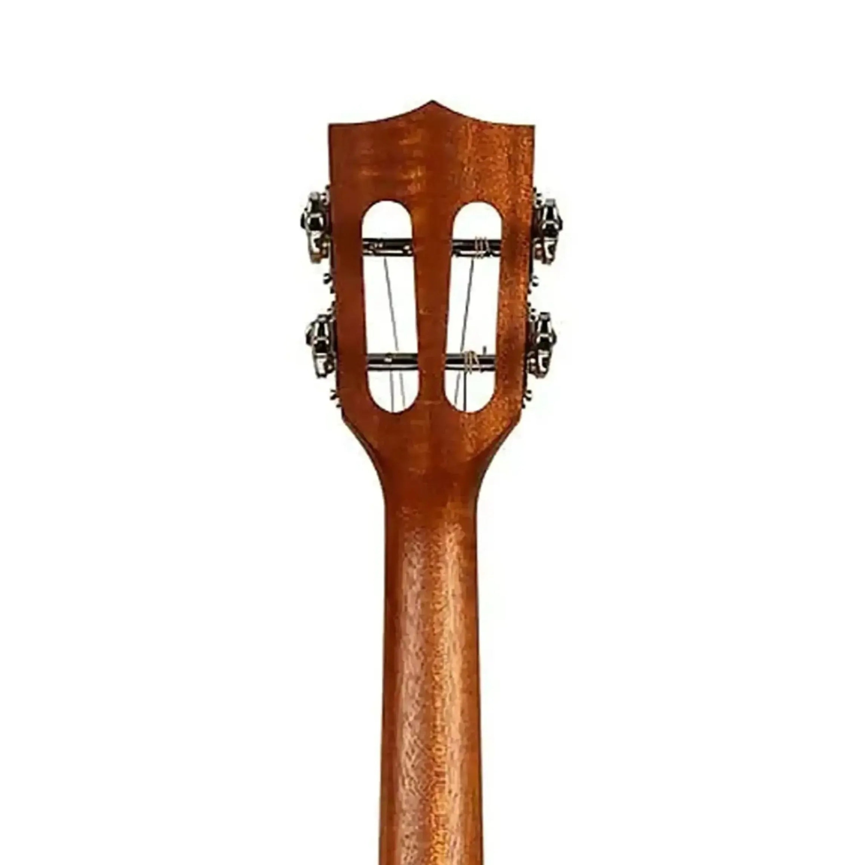 Back of Kala GTR-TB Tenor Guitar headstock and mahogany neck with slotted headstock.
