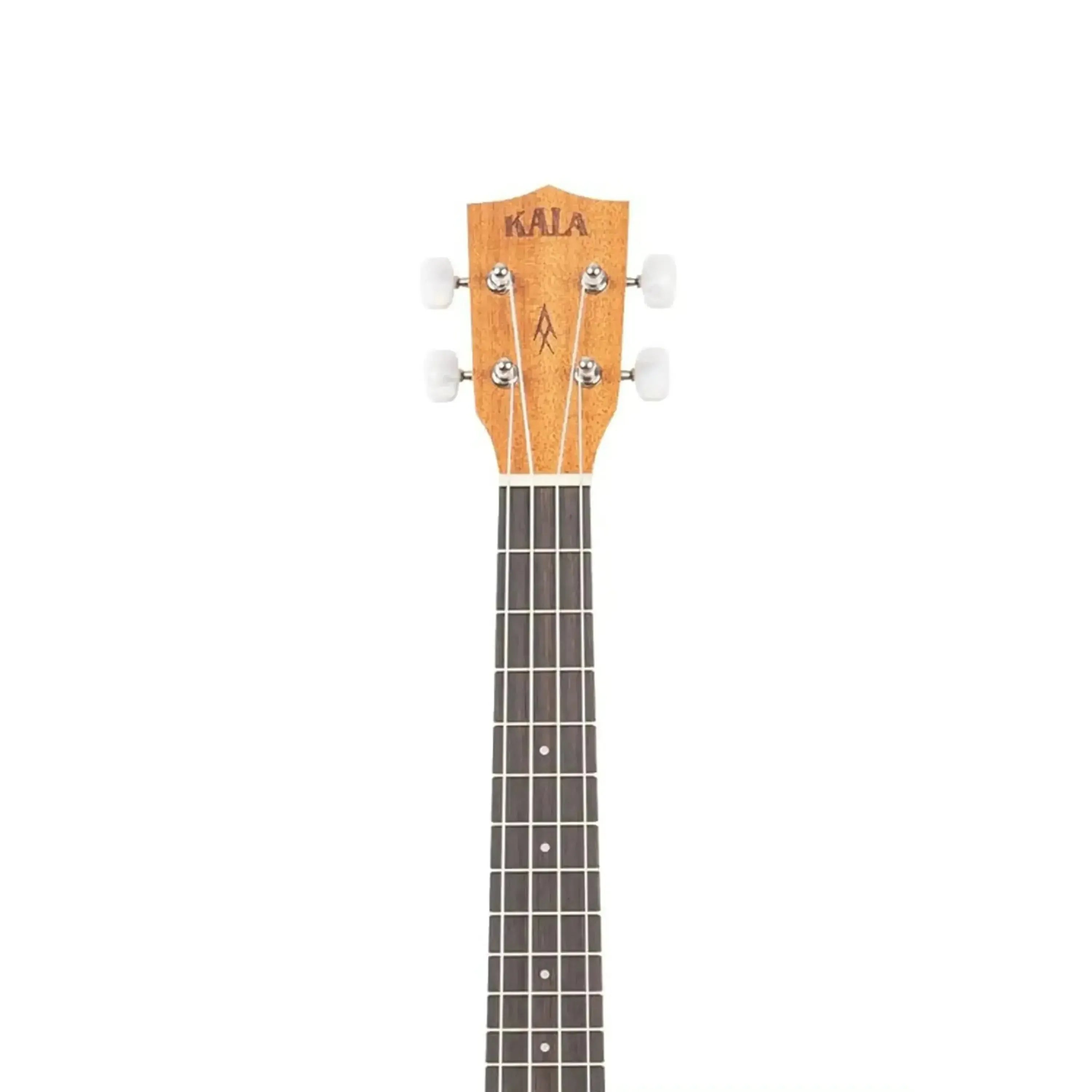 Kala GUIDANCE-T Mahogany Tenor Ukulele headstock with white tuning pegs and rosewood fretboard.