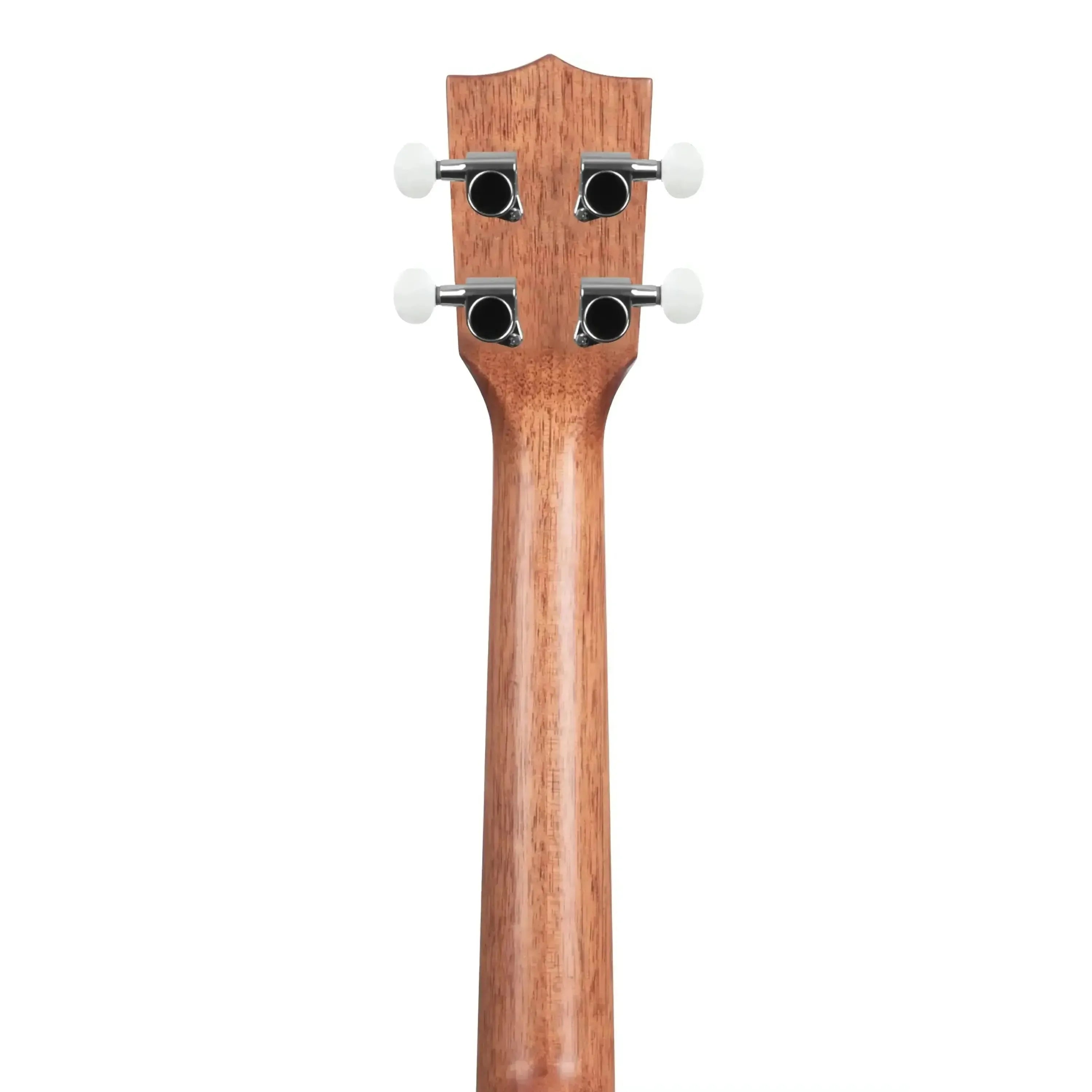 Back of Kala JTE-BKGN Brooklyn Green Archtop Tenor Ukulele mahogany neck and headstock with chrome tuners.
