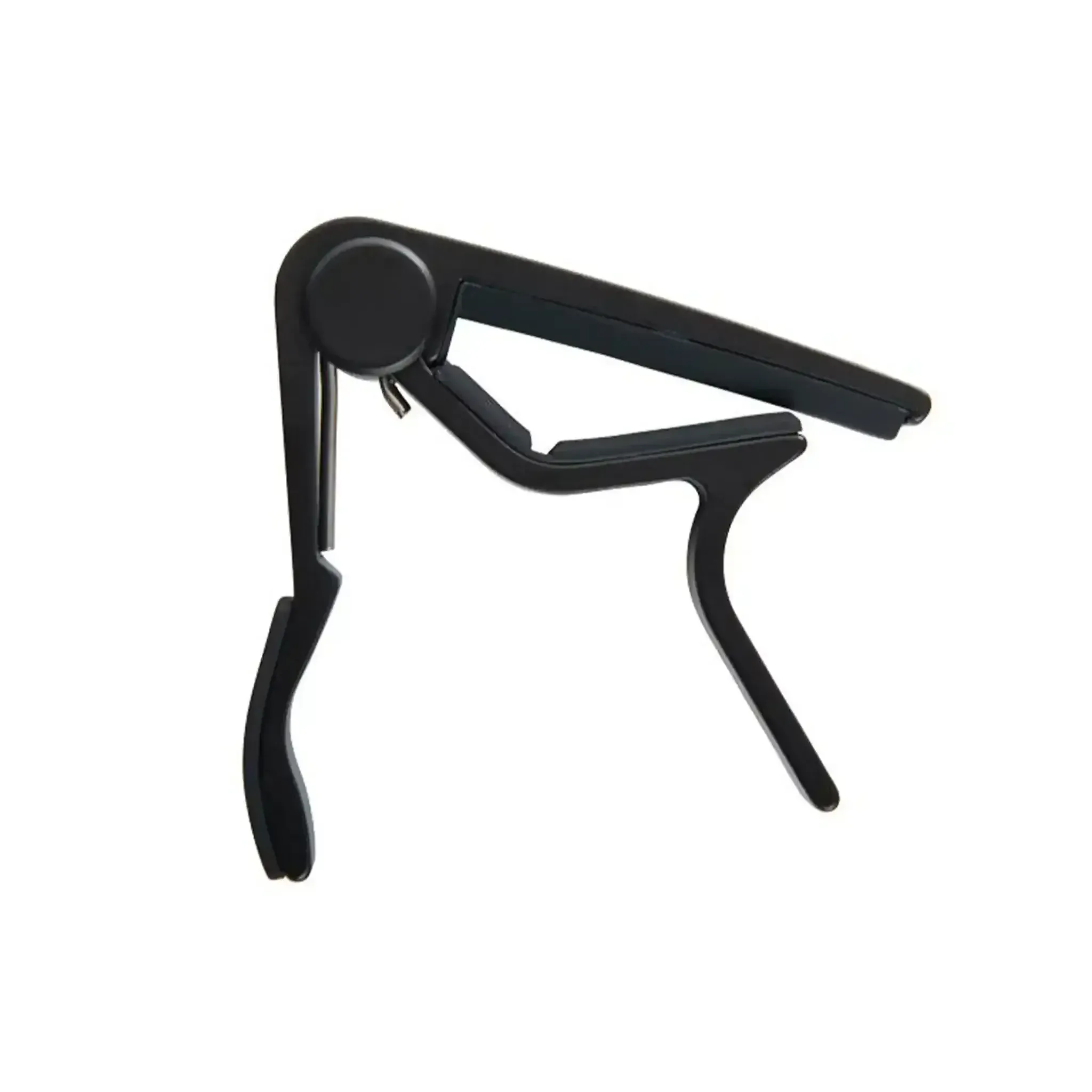 Kala K-CAPO-BLK black ukulele trigger capo with curved radius.