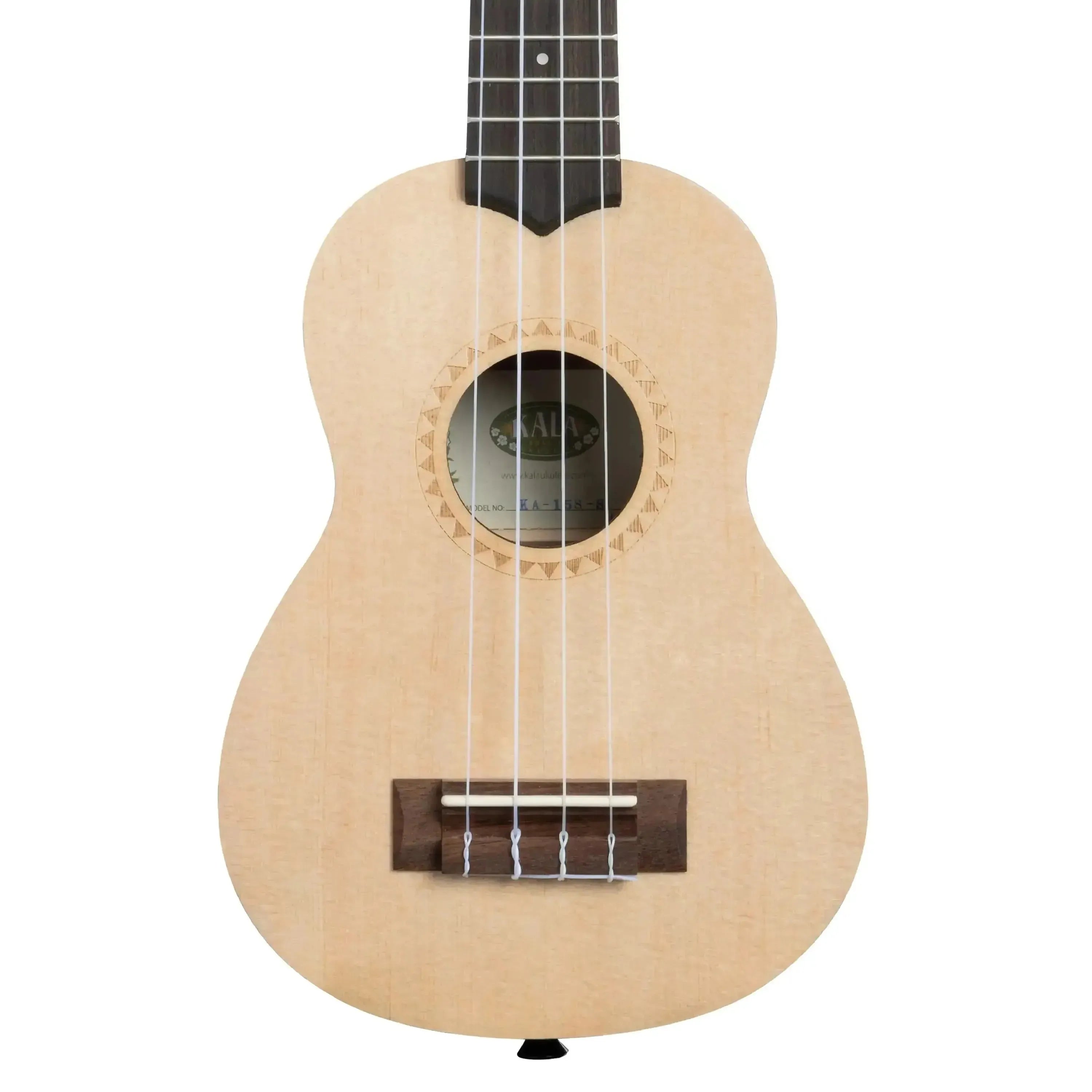 Kala KA-15S-S soprano ukulele with light spruce top, mahogany body, and rosewood fingerboard.