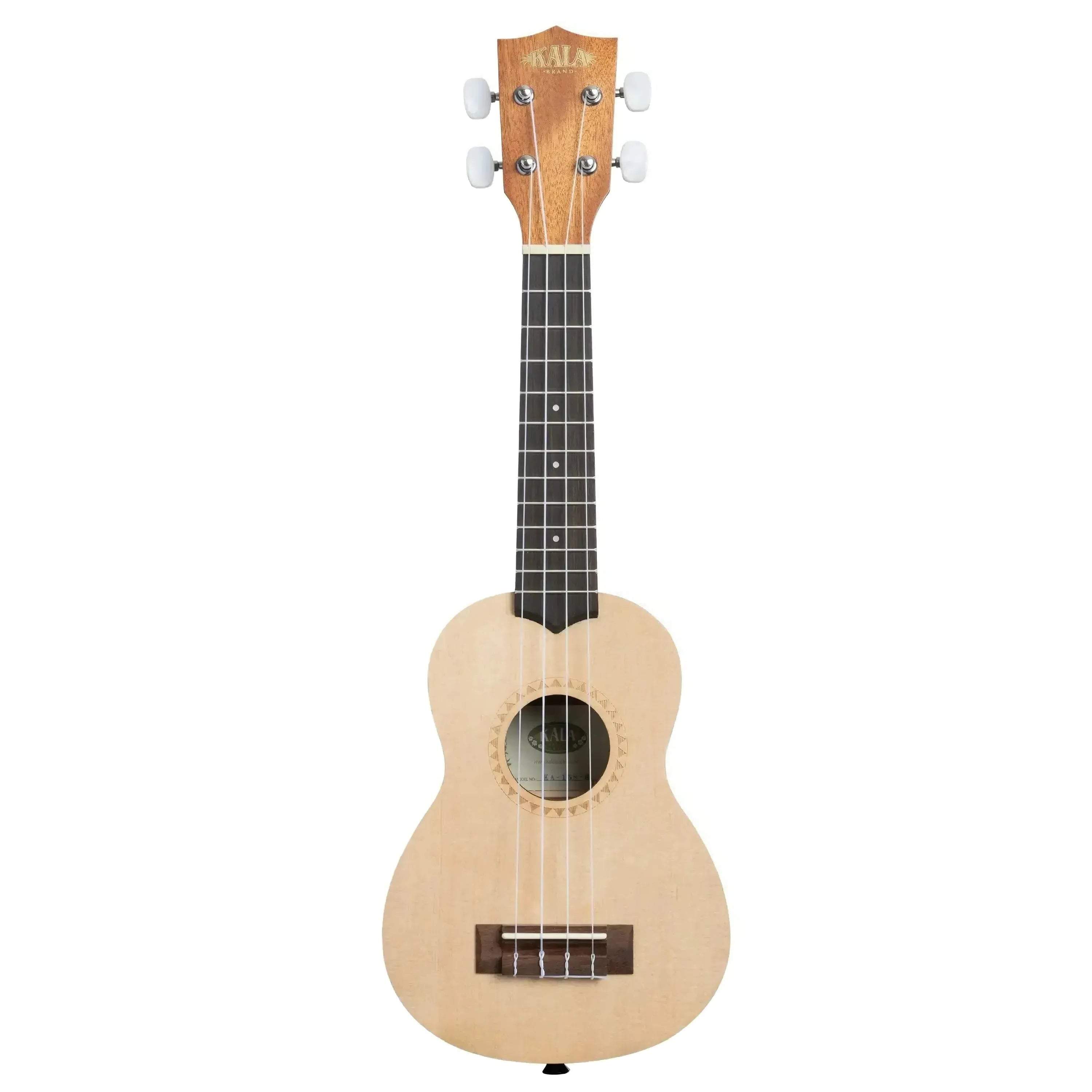 Kala KA-15S-S soprano ukulele with light spruce top, mahogany neck, and rosewood fingerboard.