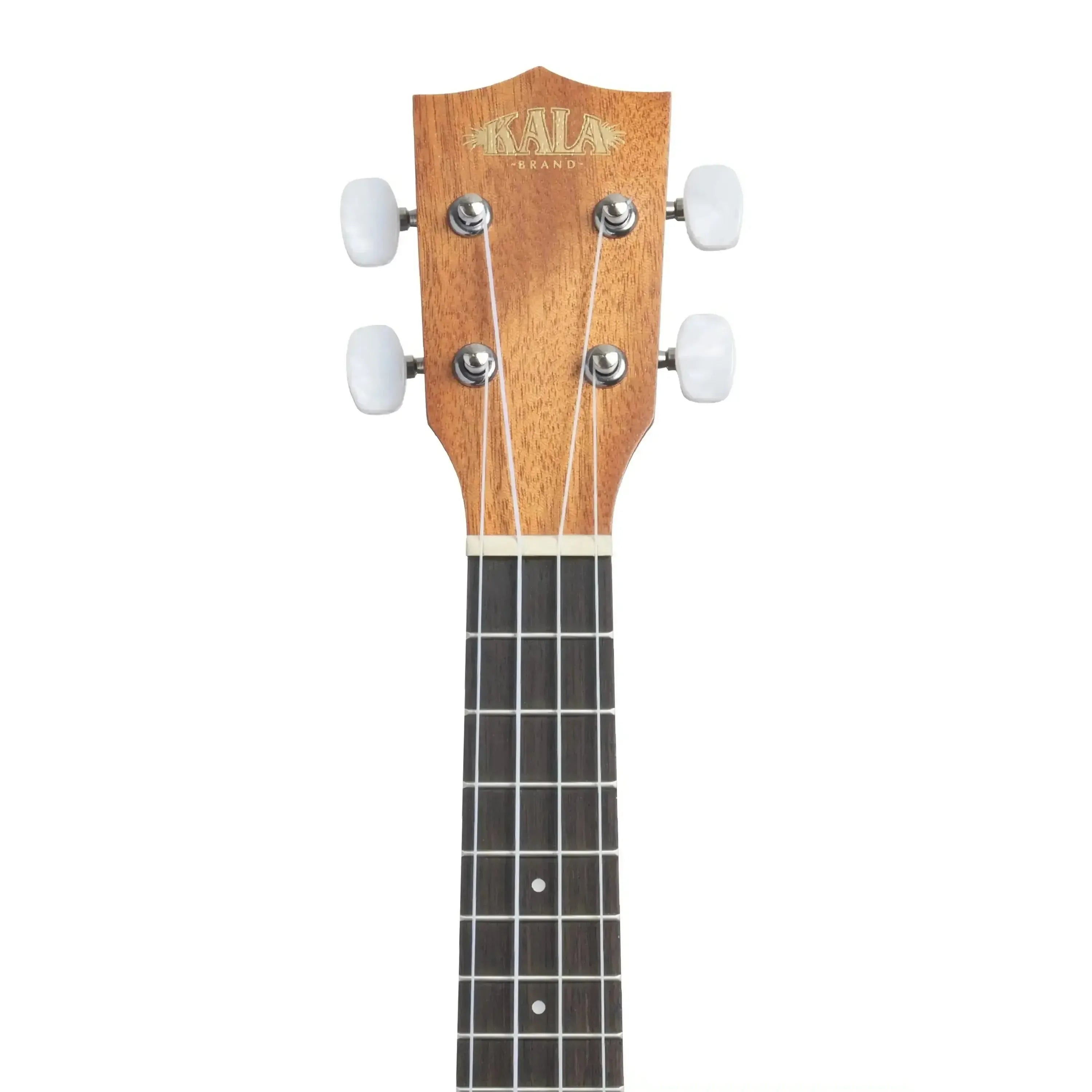 Kala KA-15S-S Soprano Ukulele headstock and mahogany neck with rosewood fingerboard.
