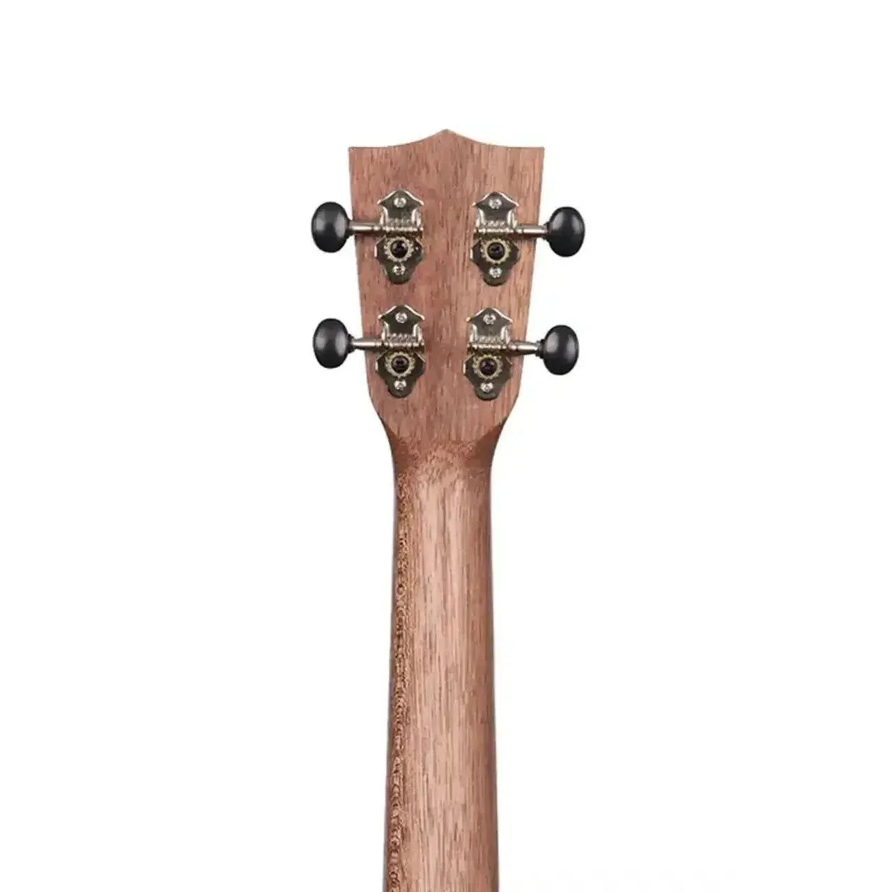 Kala KA-20CE Concert Ukulele headstock and neck, showing chrome open geared tuners.