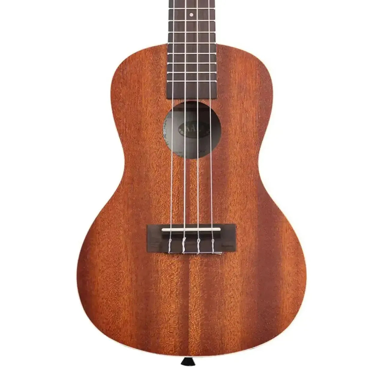 Kala KA-C Satin Mahogany Concert Ukulele with dark wood body, fretboard, and white strings.