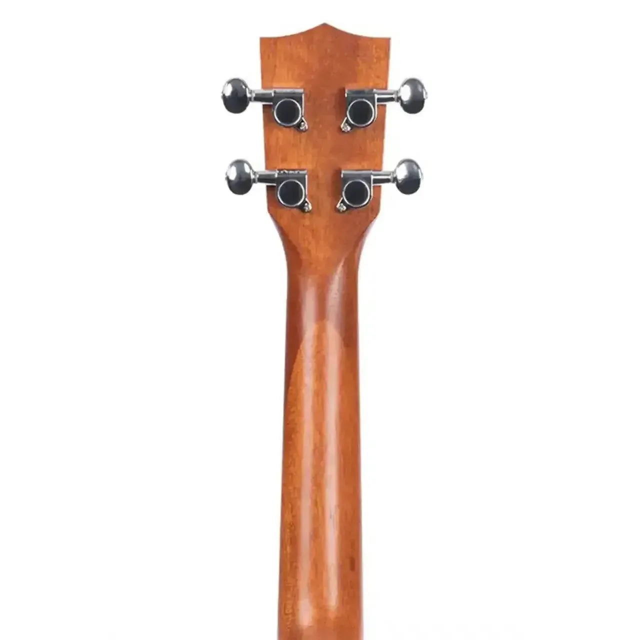 Back of Kala KA-C Concert Ukulele headstock and mahogany neck with chrome tuners.