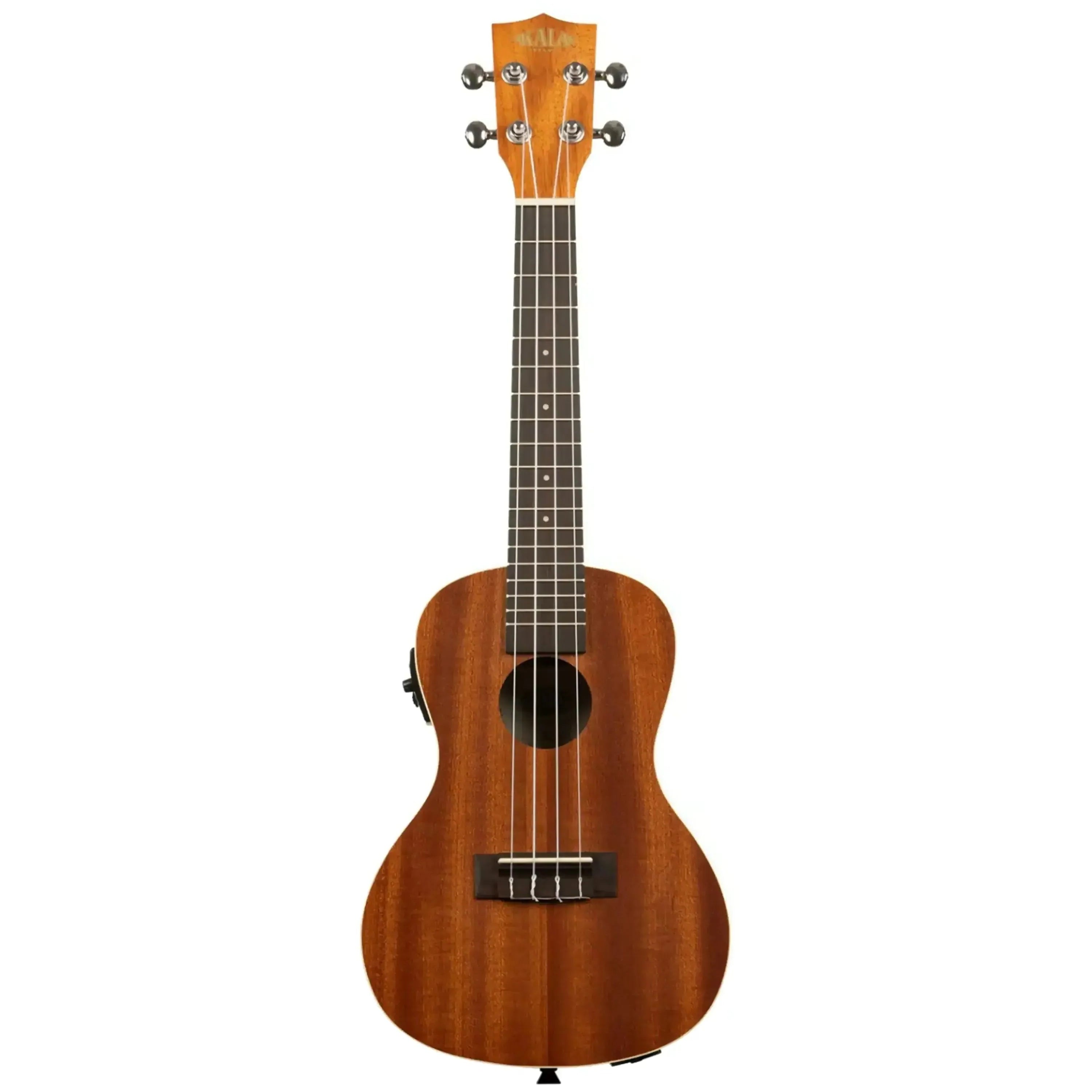 Kala KA-CE Concert Ukulele with mahogany body, satin finish, cream binding, and EQ.