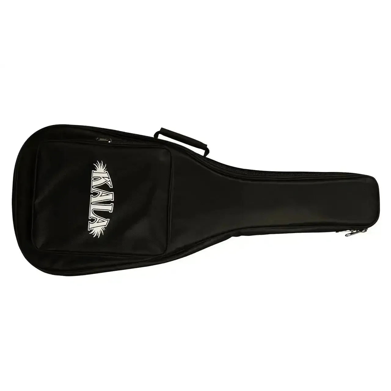 Black Kala Tenor Guitar Gig Bag with white logo and front pocket.