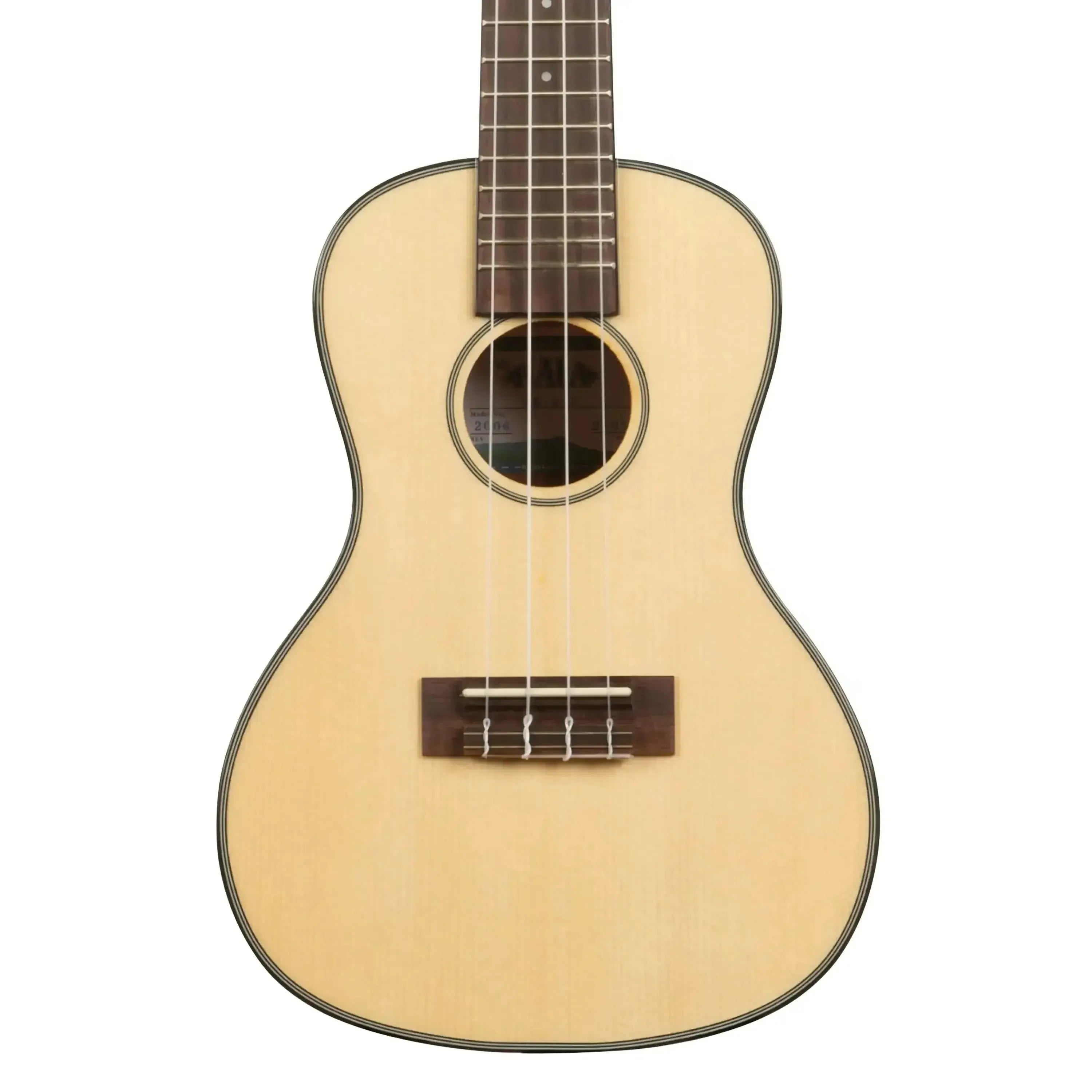 Kala KA-SCG Concert Ukulele with light solid spruce top, dark mahogany bridge, and fretboard.