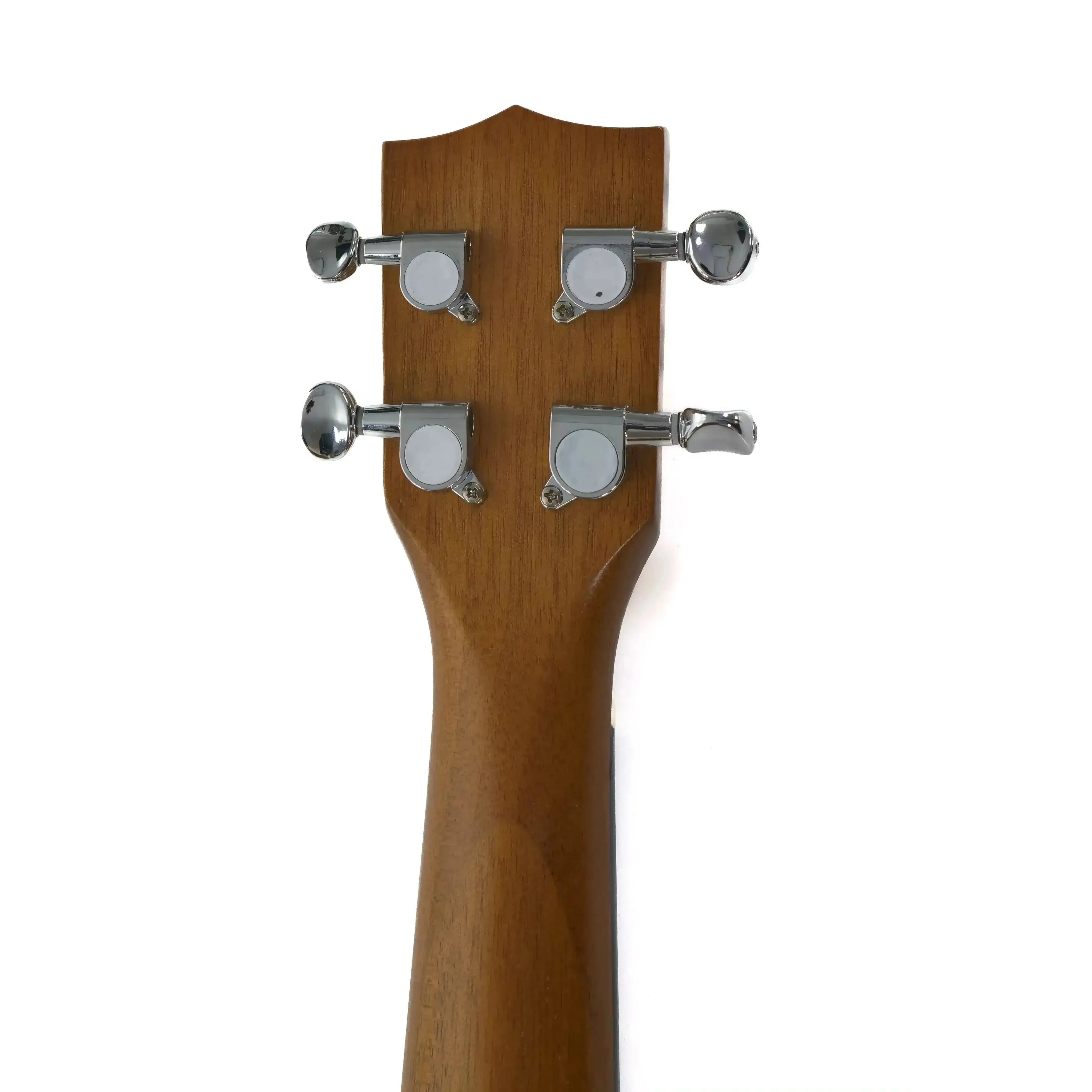 Back of Kala KA-T Tenor Ukulele headstock and neck, showing mahogany wood and chrome tuners.