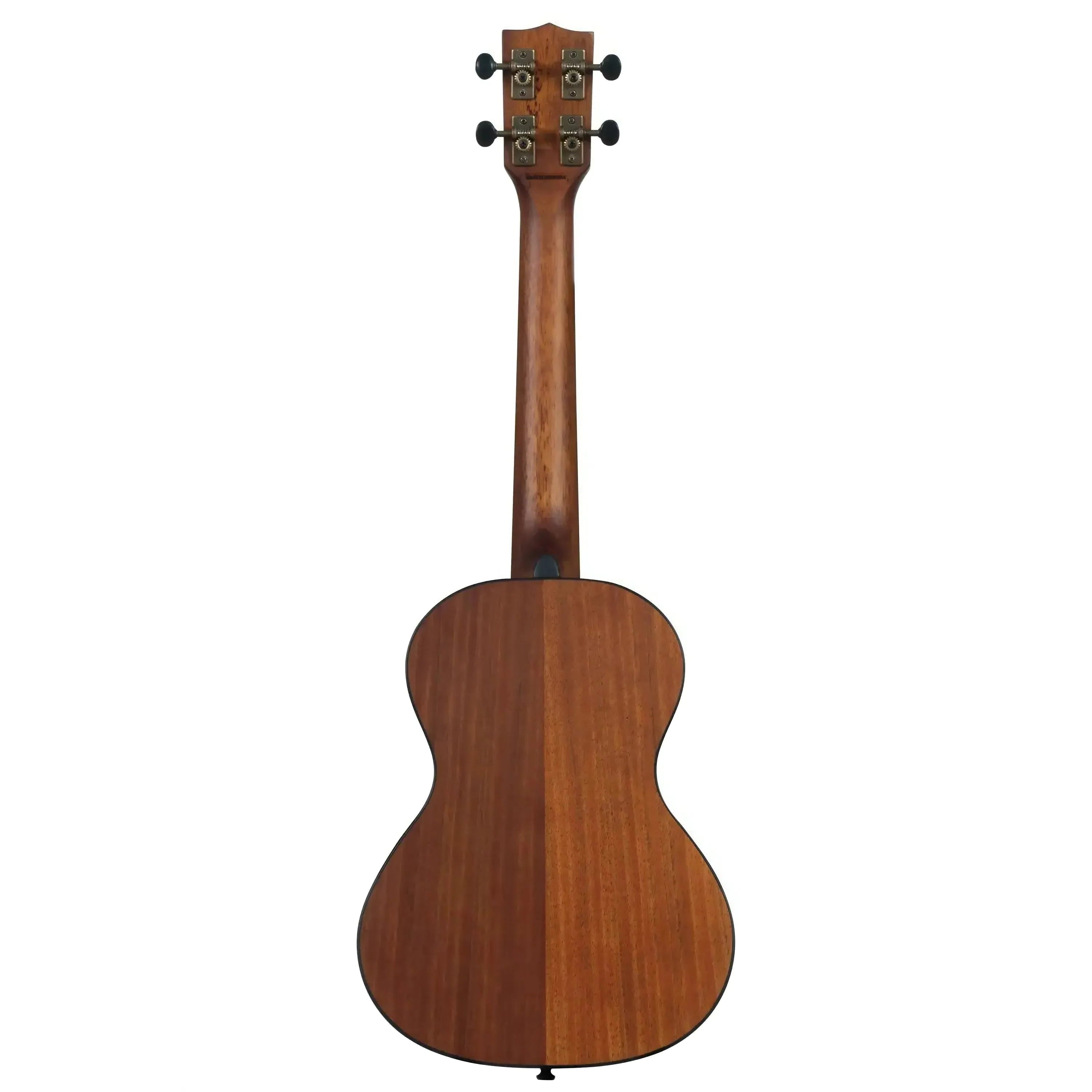 Kala KOA-T Hawaiian Koa Tenor Ukulele, back view, with satin finish and black binding.