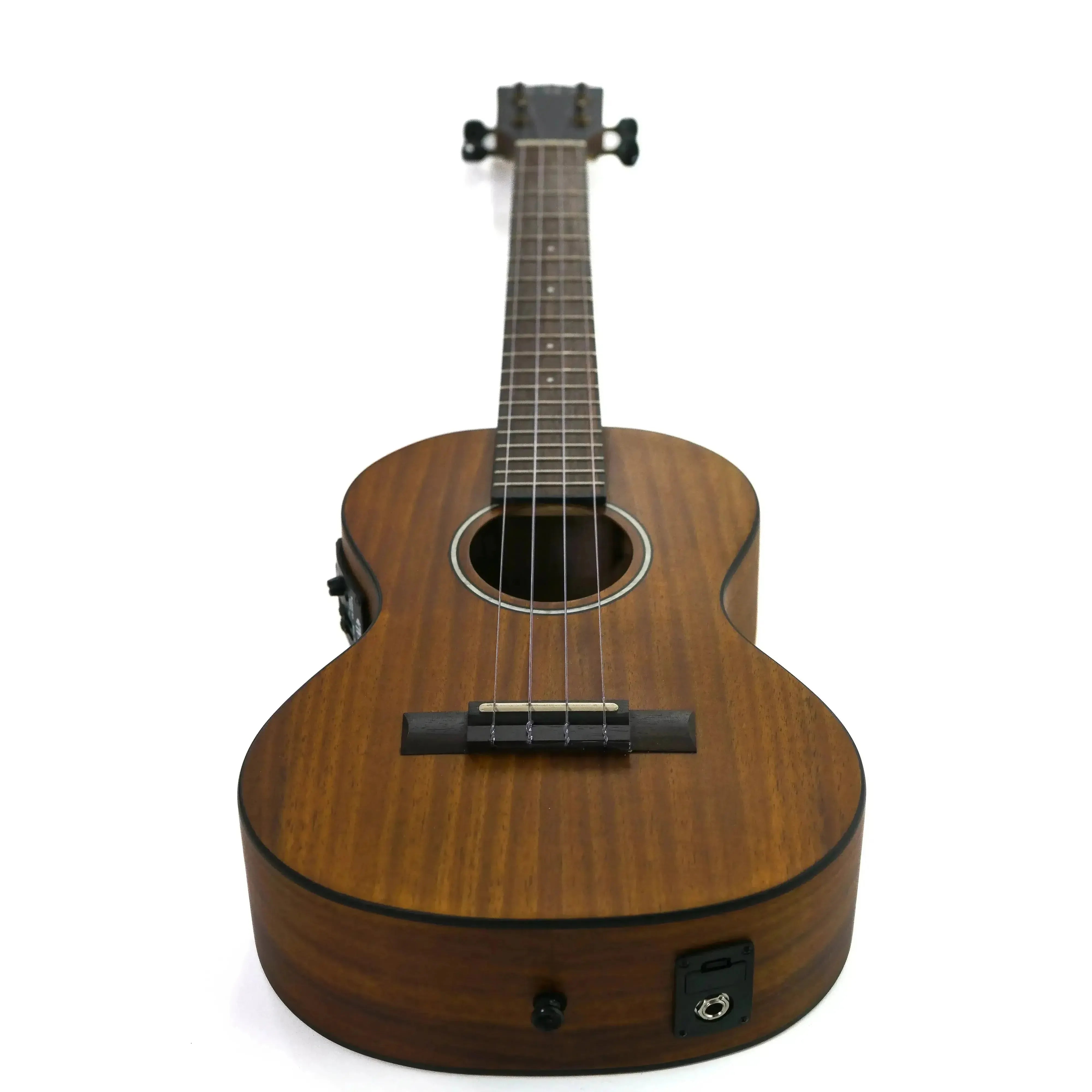 Kala KOA-TE Hawaiian Koa Tenor Ukulele with EQ, featuring a warm brown wood finish and black binding.