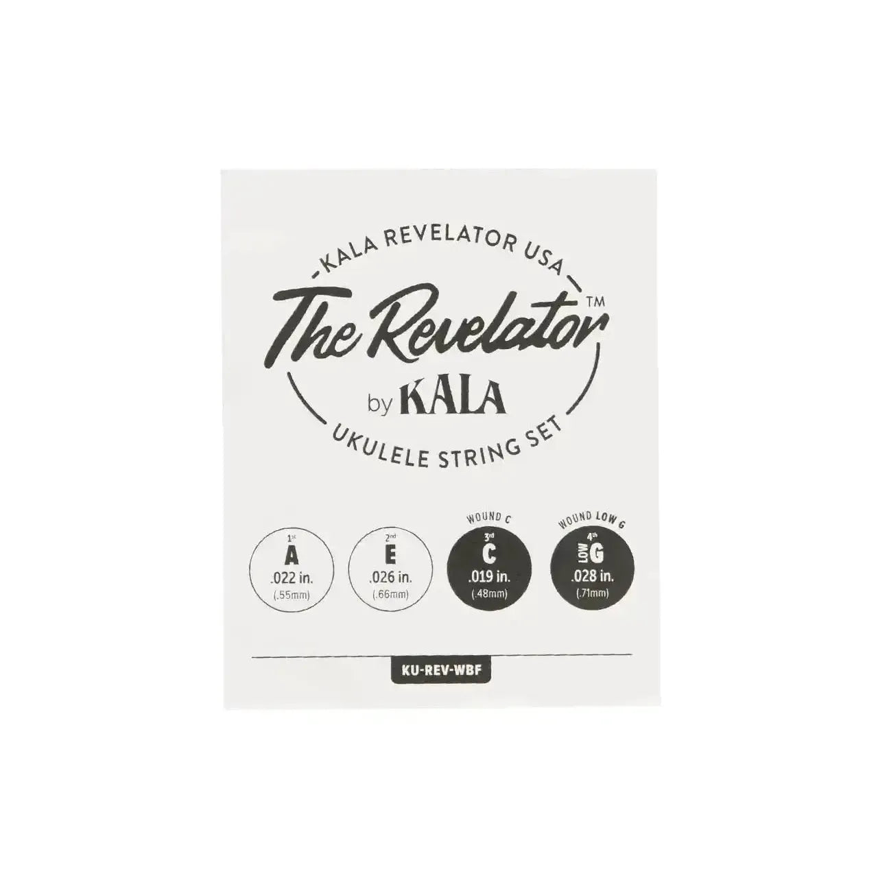 Kala Revelator USA Tenor Ukulele Strings, KU-REV-WBF, with wound low G, brown fluorocarbon, and silver-plated copper.