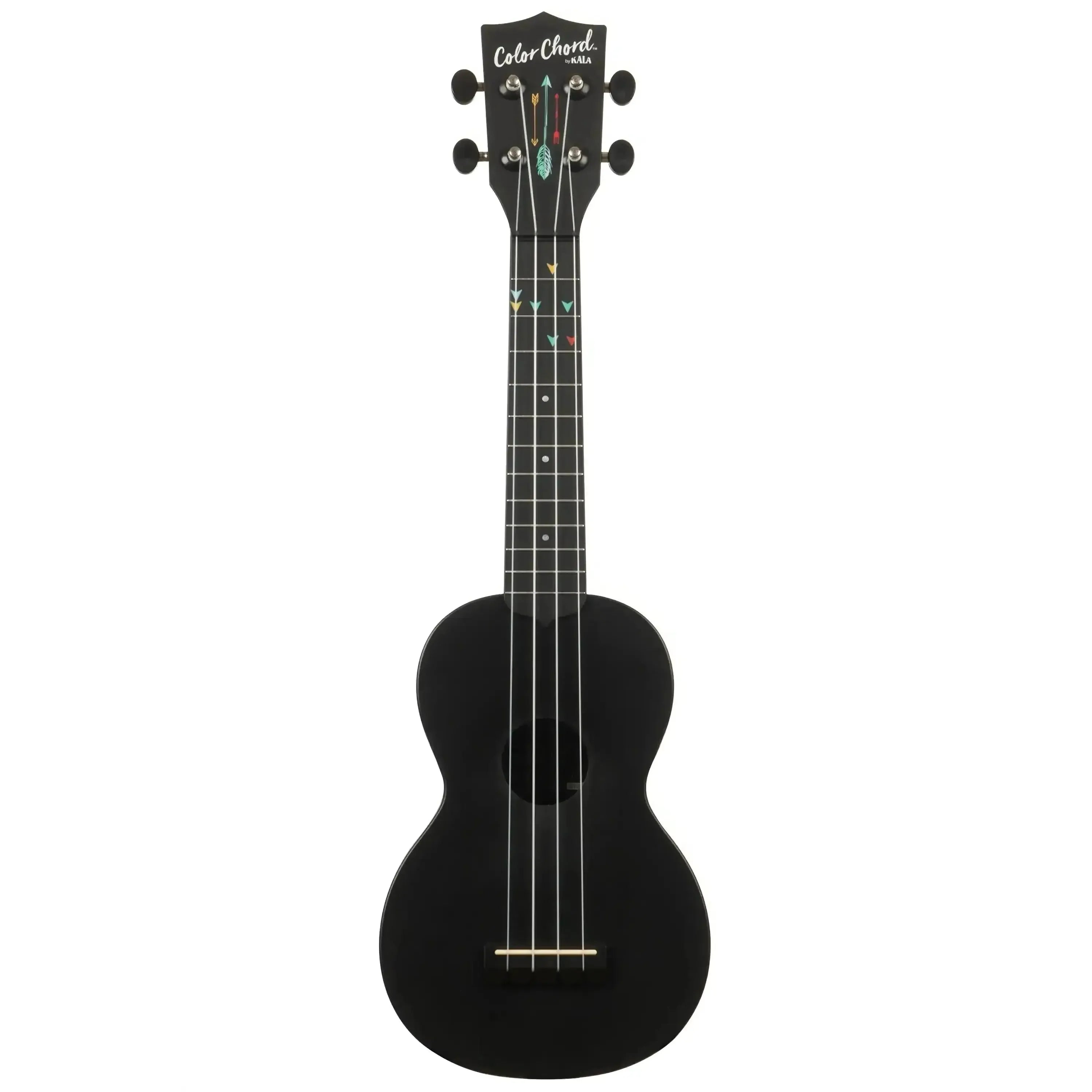 Kala Color Chord Soprano Ukulele in black with colorful arrow fret markers.