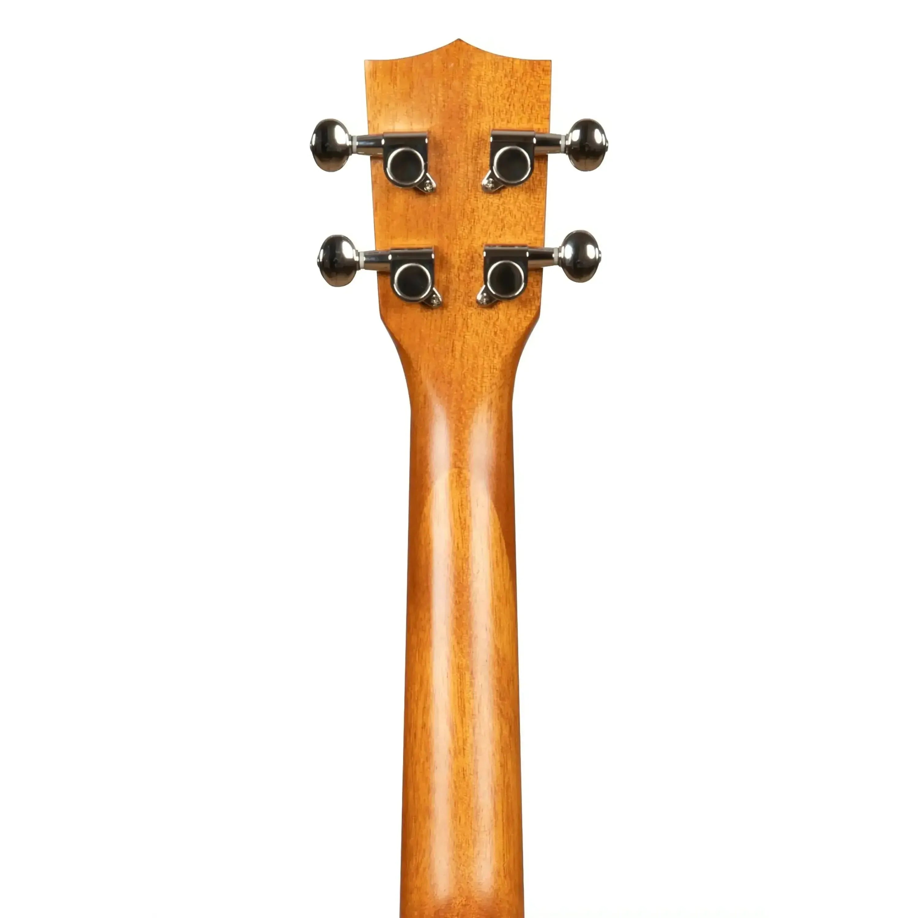 Back of a Kala Mandy Harvey Signature Concert Ukulele headstock and mahogany neck with chrome tuners.