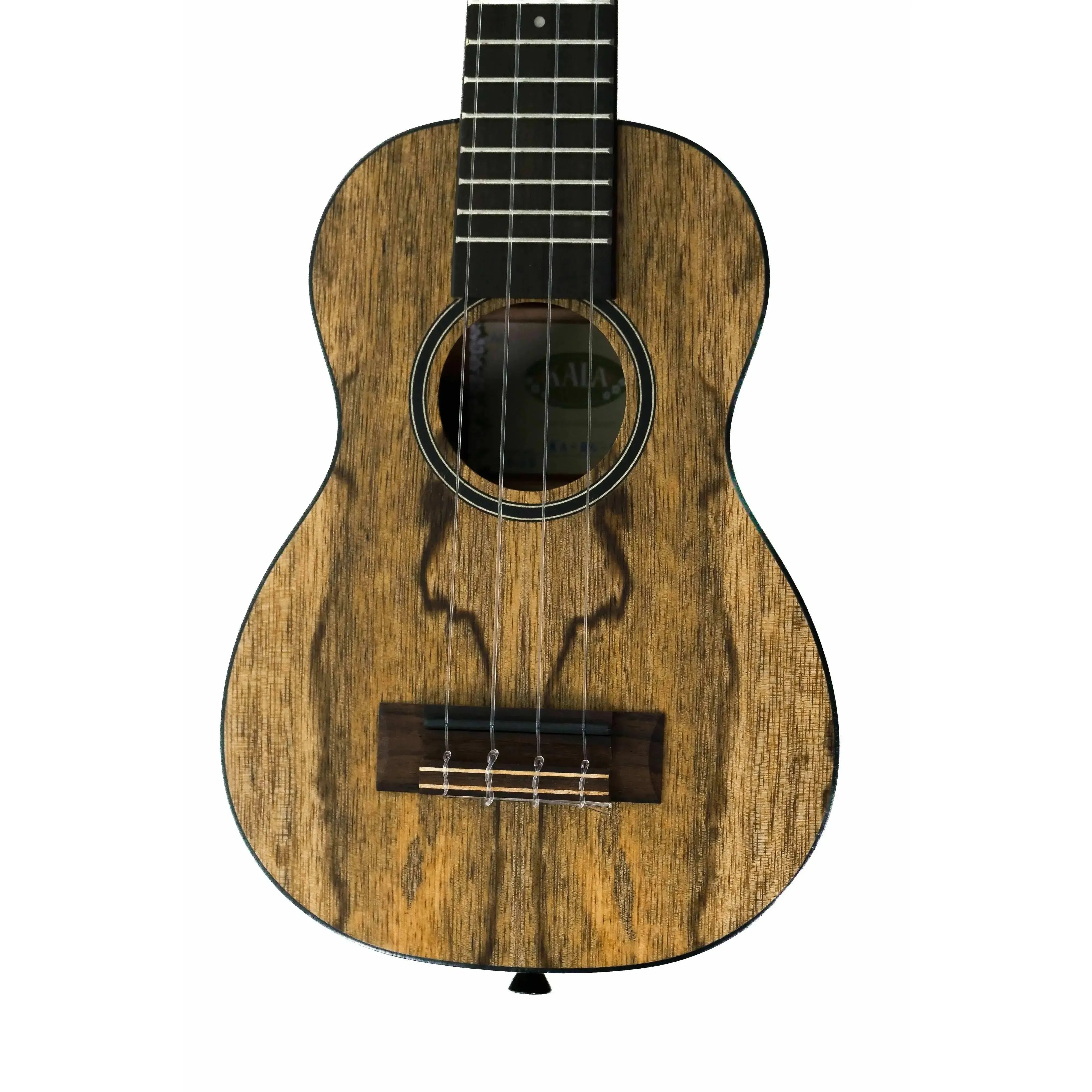 Kala MG-SLNG Spalted Mango Longneck Soprano Ukulele with black binding and satin finish.