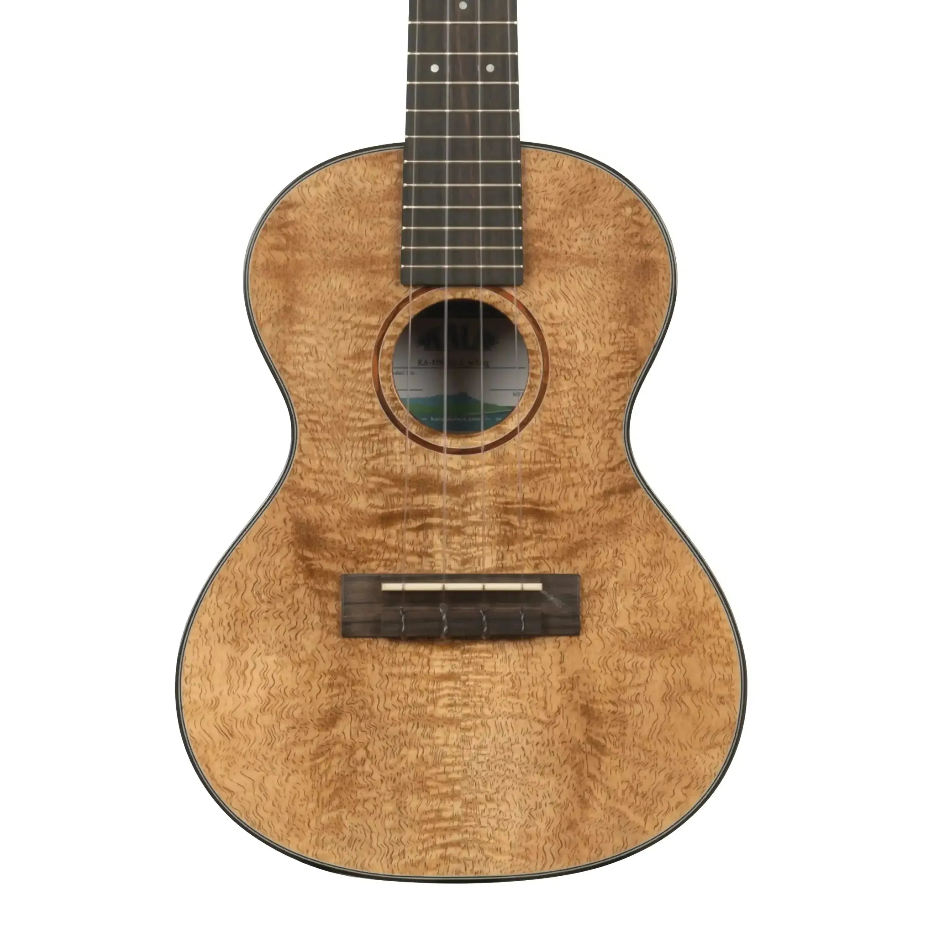 Kala MNGG-C Metropolitan Concert Ukulele with solid curly mango top, rosewood rosette, and ebony fingerboard.