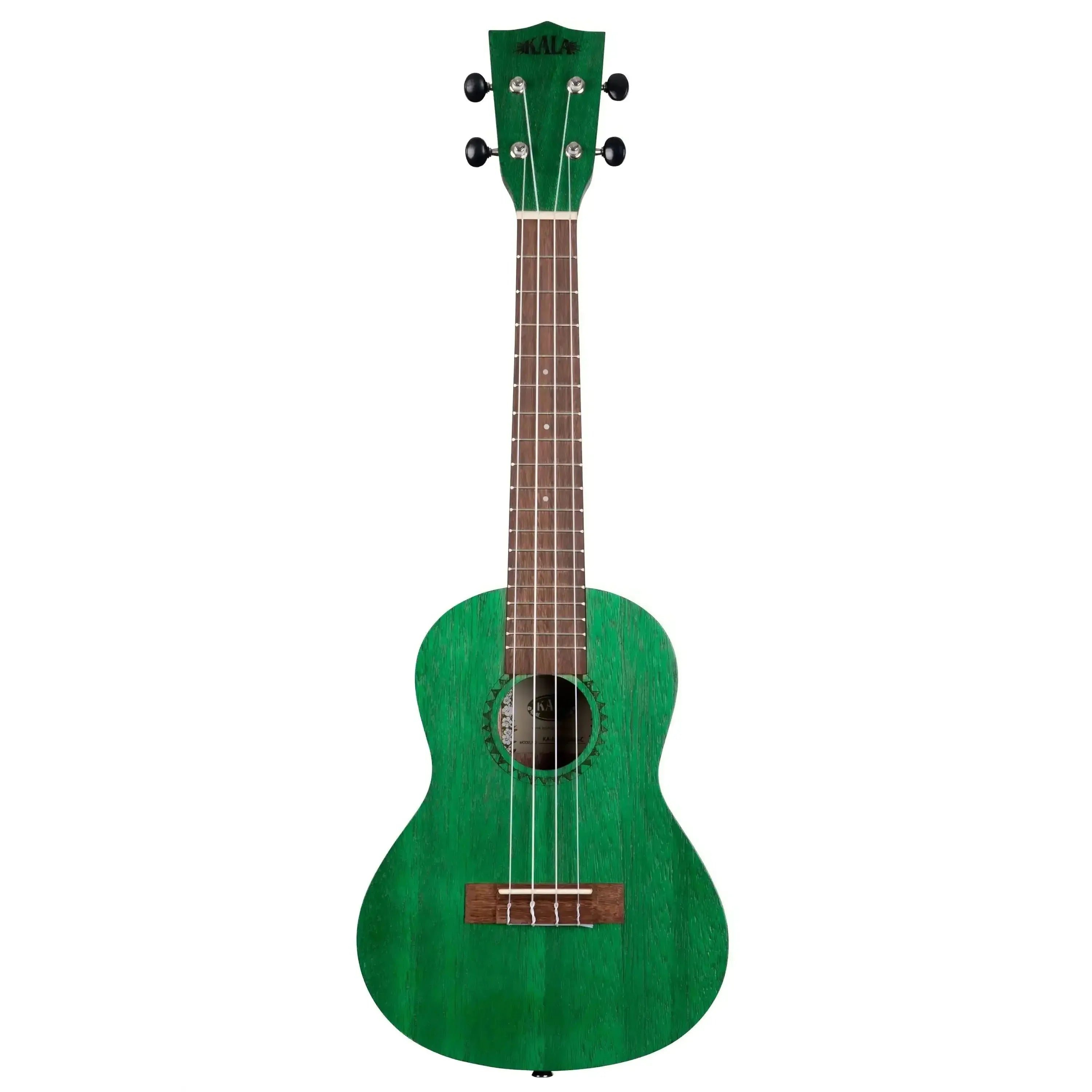 Kala MRT-GRN-C Fern Green Watercolor Meranti Concert Ukulele with dark fretboard.