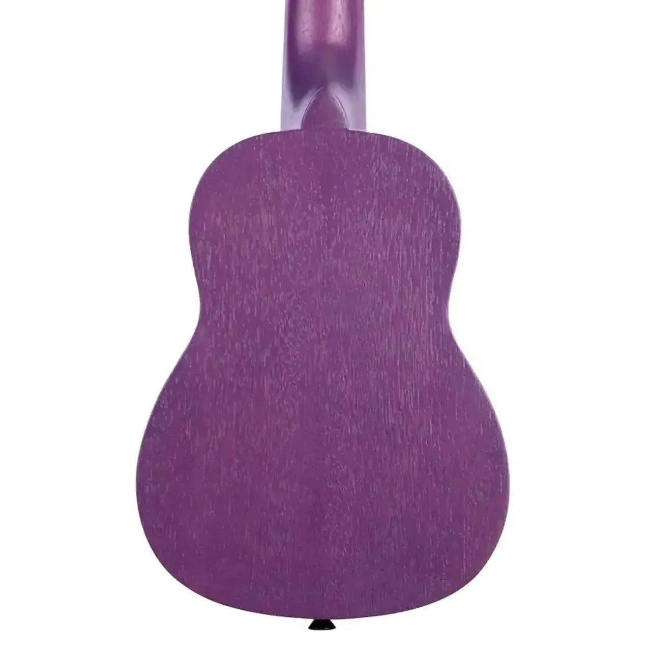 Back of a Kala MRT-PUR-S Royal Purple Watercolor Meranti Soprano Ukulele with visible wood grain.