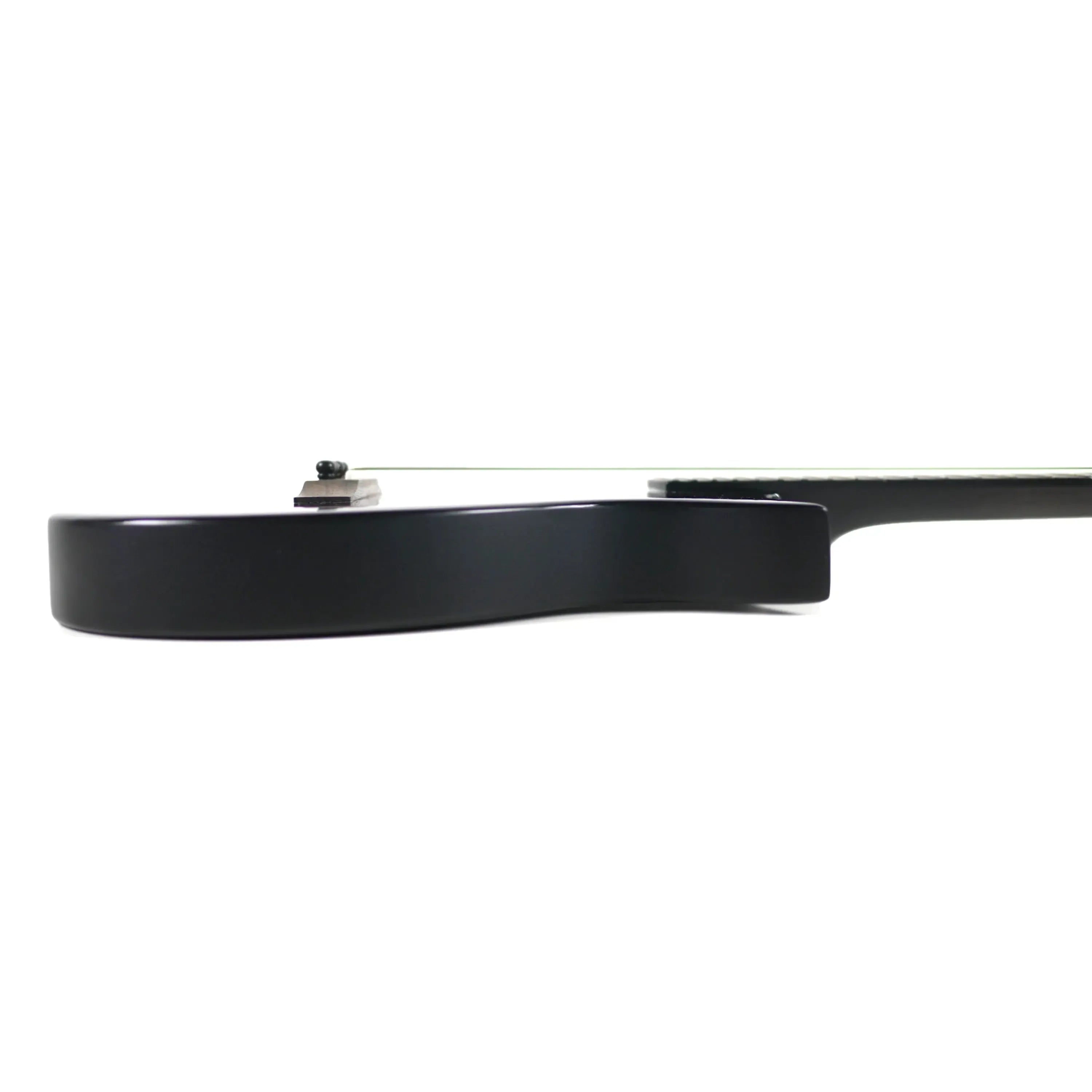 Side view of a Kala Revelator Nautilus Horizon Black Night Tenor Ukulele body.