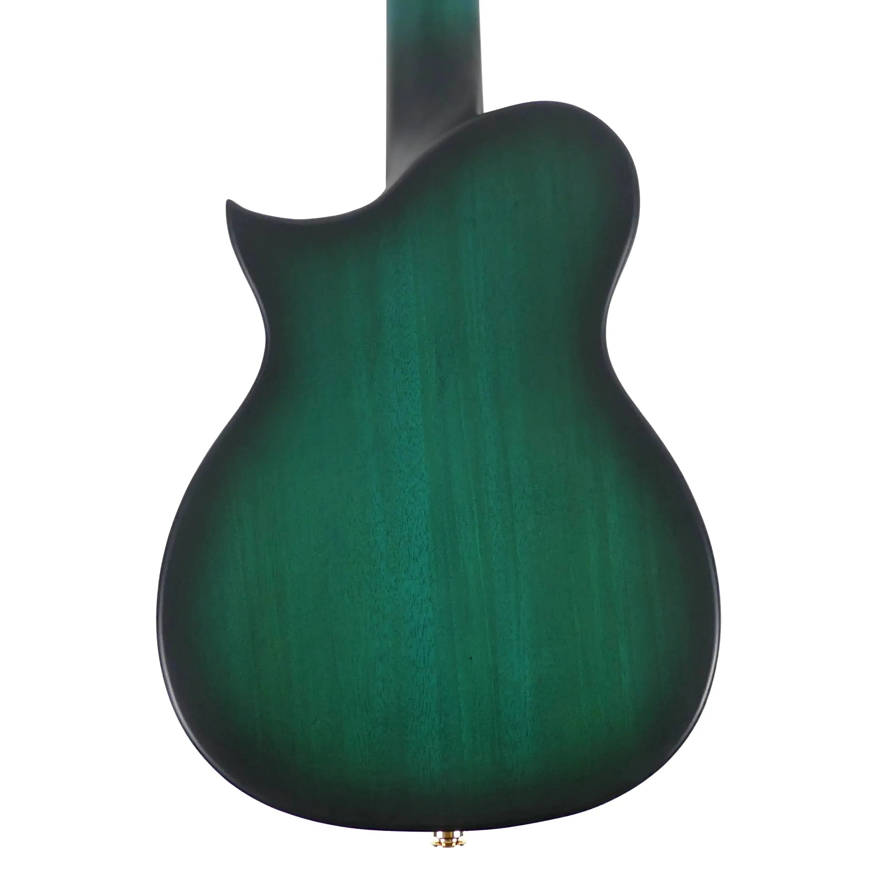 Back of a Kala Revelator Nautilus Horizon Tenor Ukulele in Blue Lagoon gloss finish.
