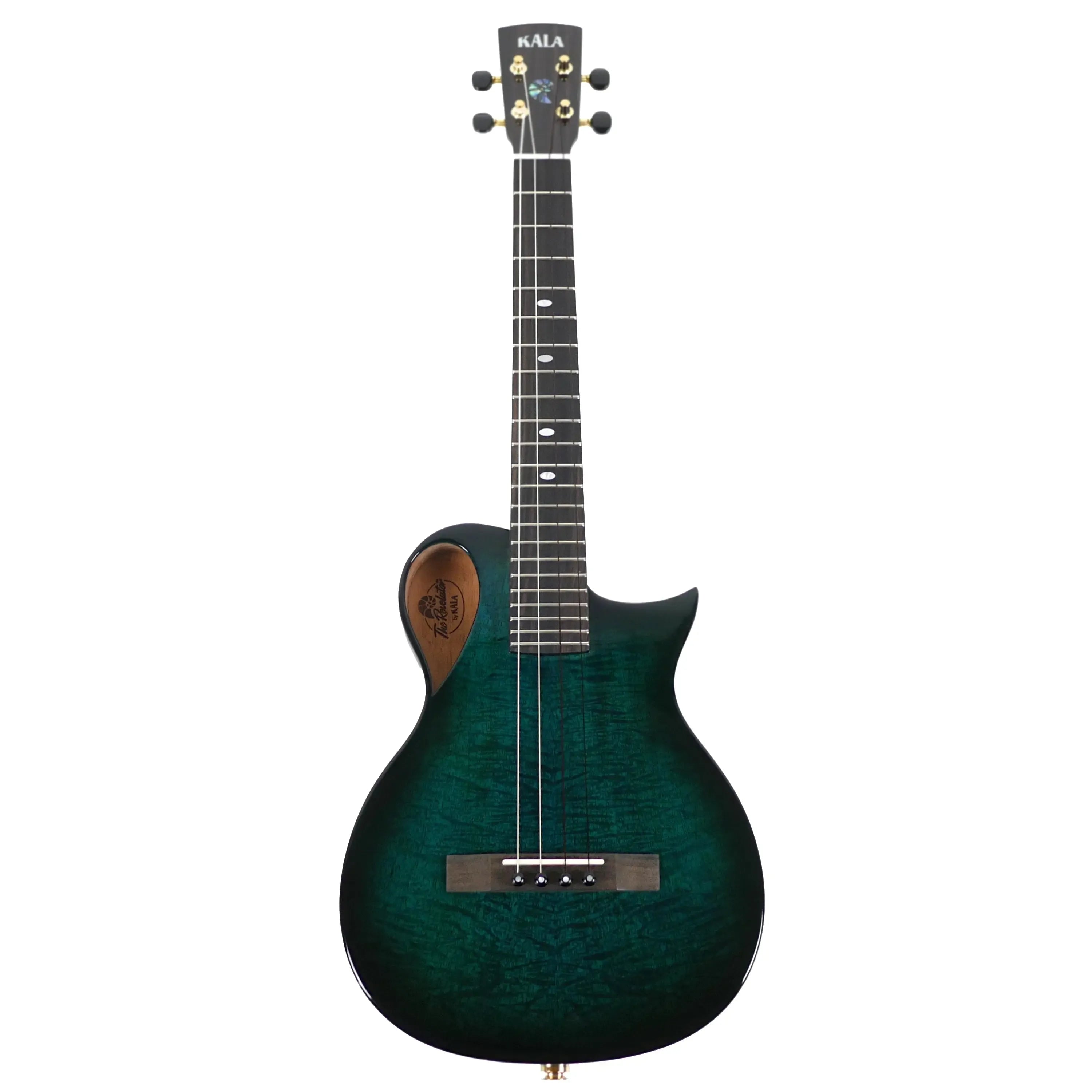 Kala Revelator Nautilus Horizon Blue Lagoon Mango Tenor Ukulele with Florentine cutaway.