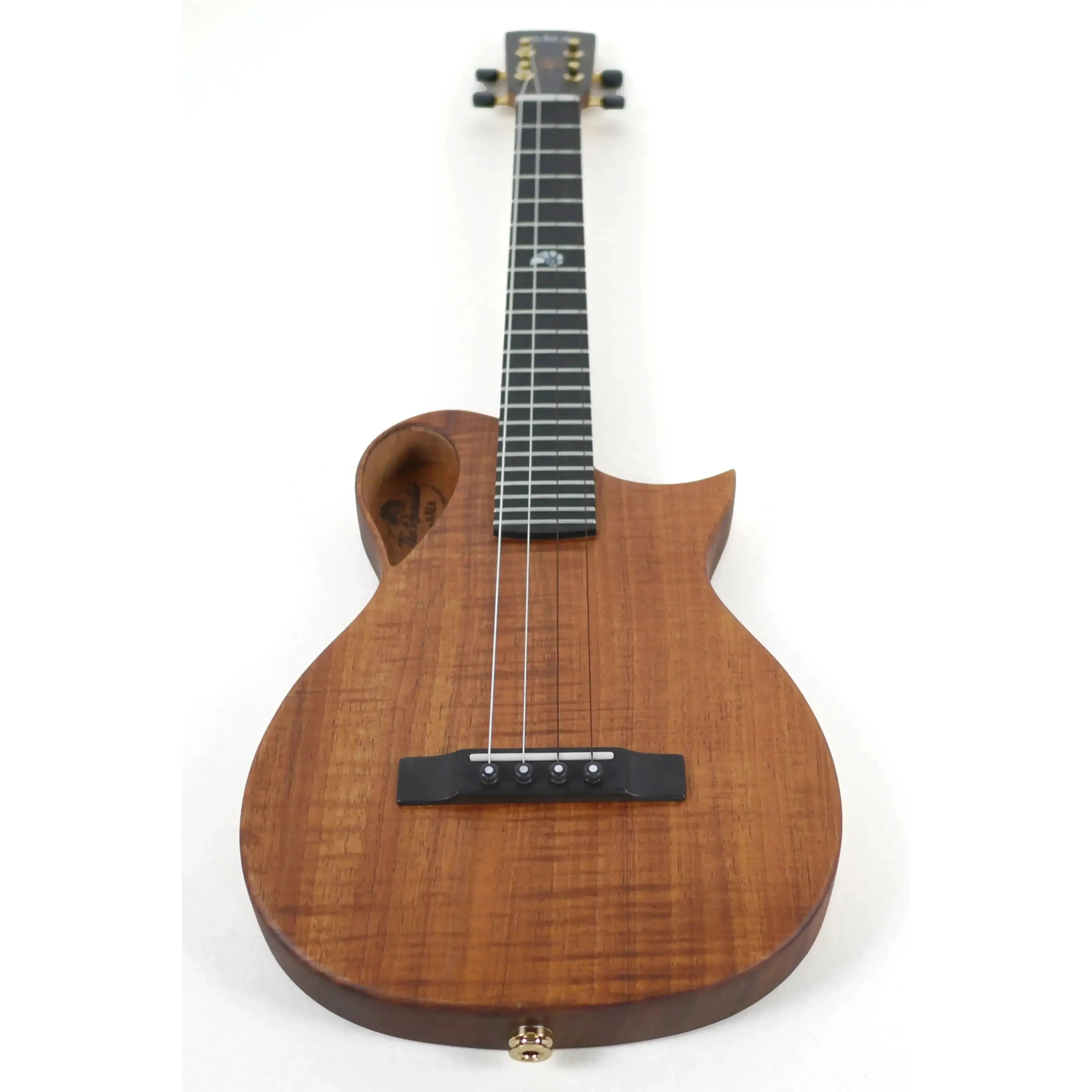 Kala Revelator Nautilus Tenor Ukulele with Hawaiian Koa body, Florentine cutaway, and unique soundhole.