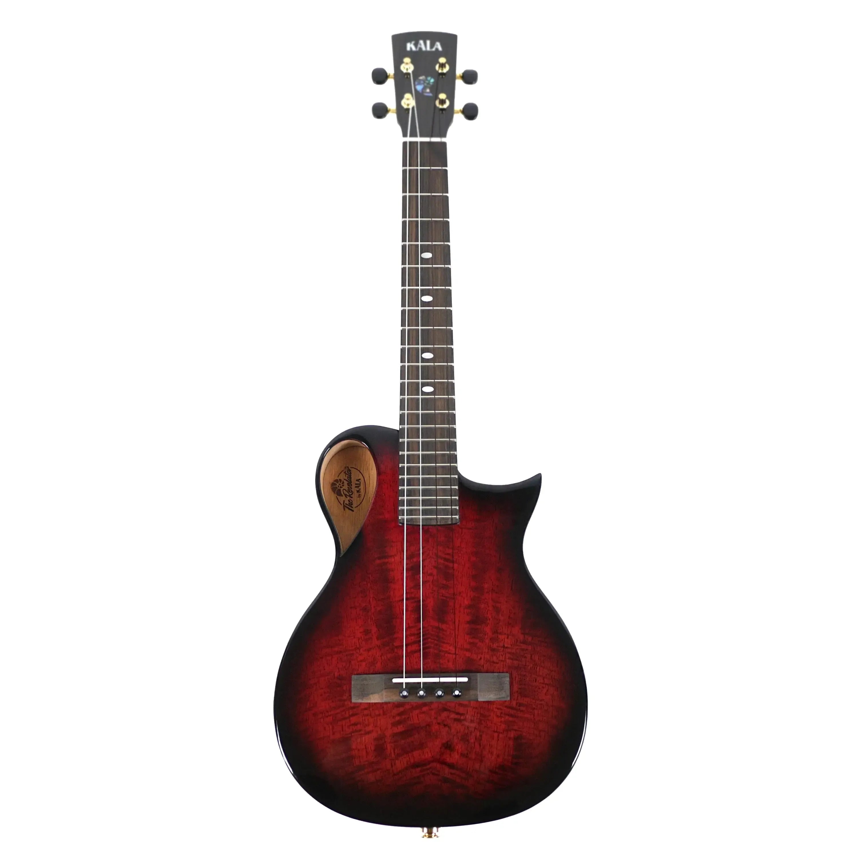 Kala Revelator Nautilus Horizon Red Glow Mango Tenor Ukulele with Florentine cutaway and pickup.