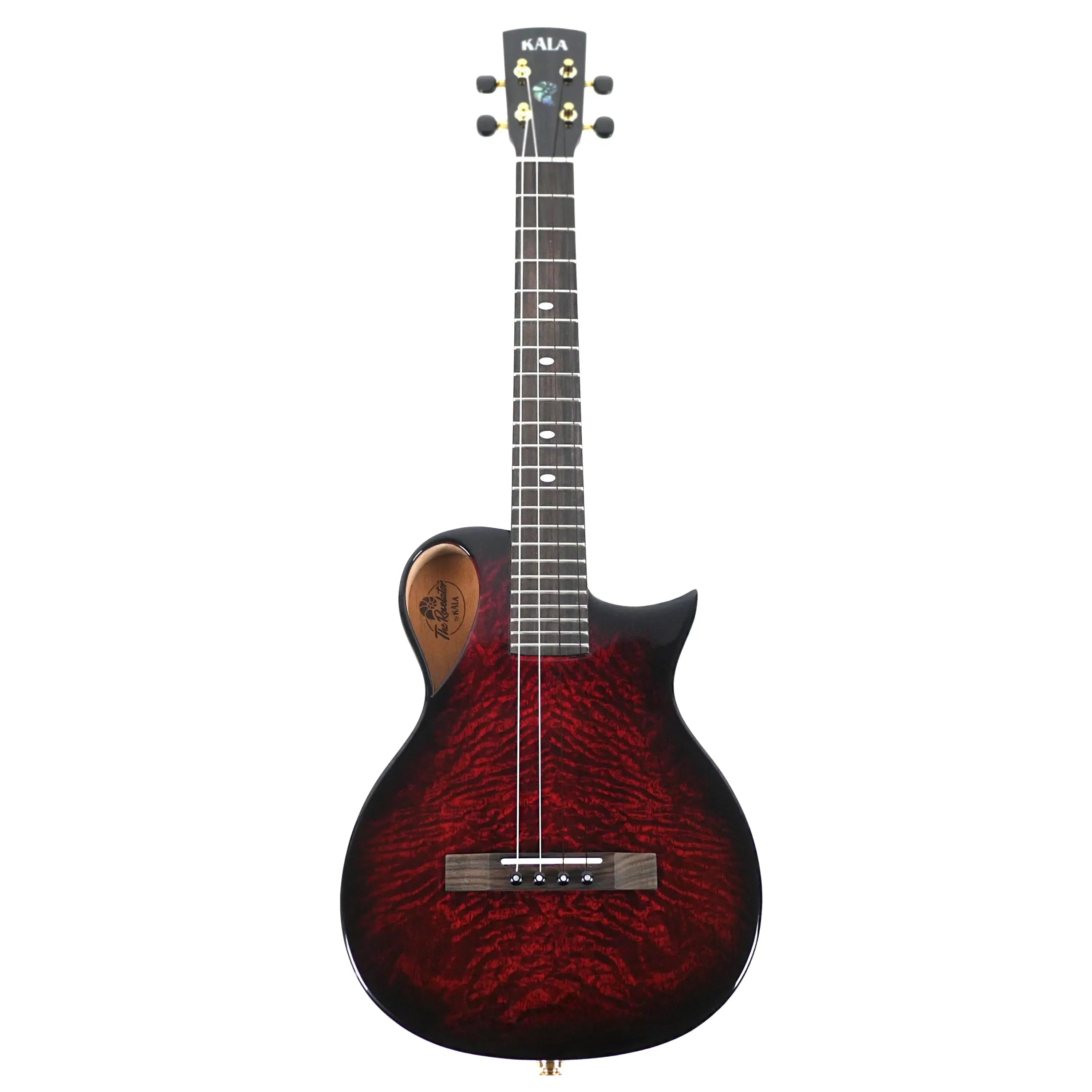 Kala Revelator Nautilus Horizon Red Glow Mango Tenor Ukulele with Florentine cutaway.