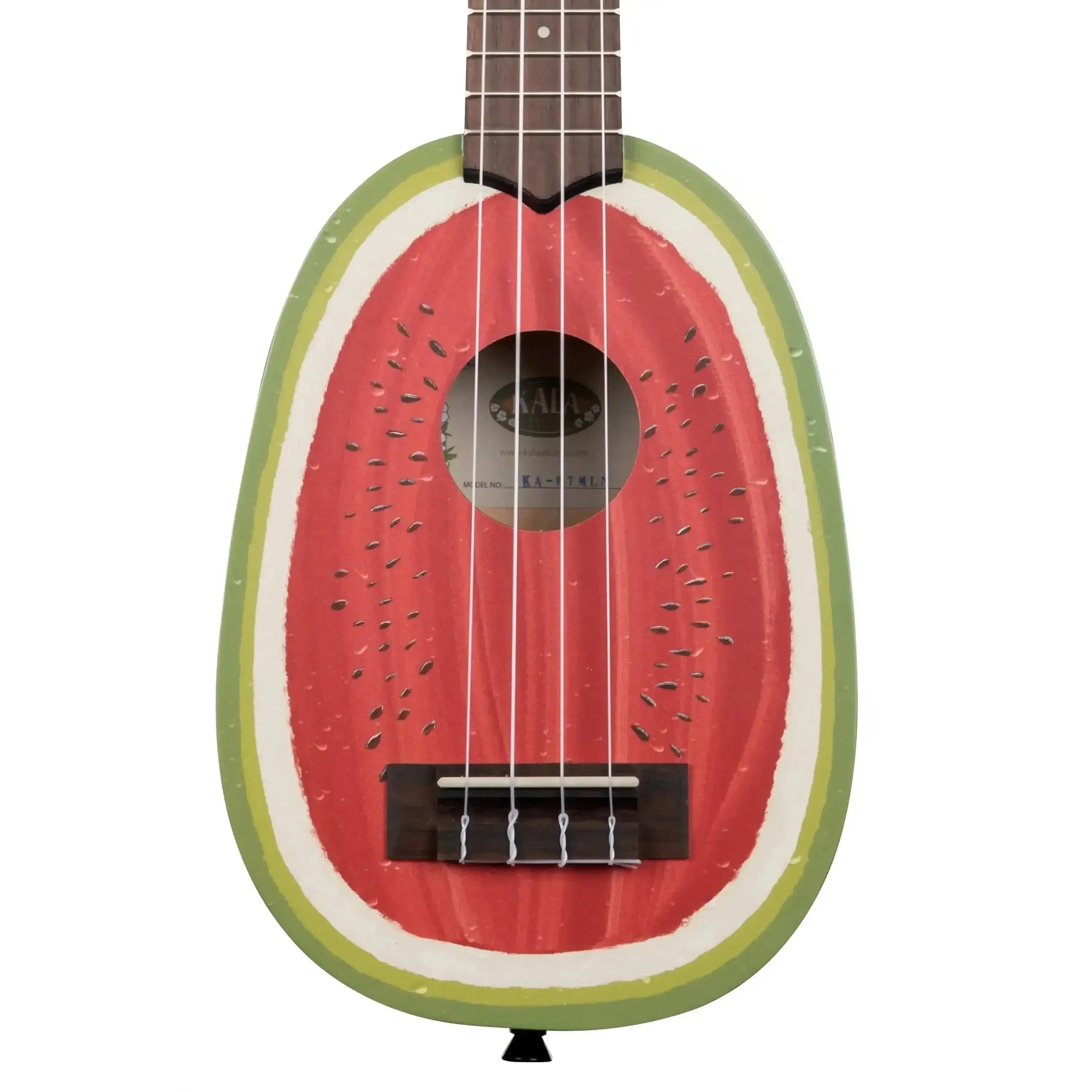Kala Watermelon Pineapple Soprano Ukulele with red, green, and white watermelon design.