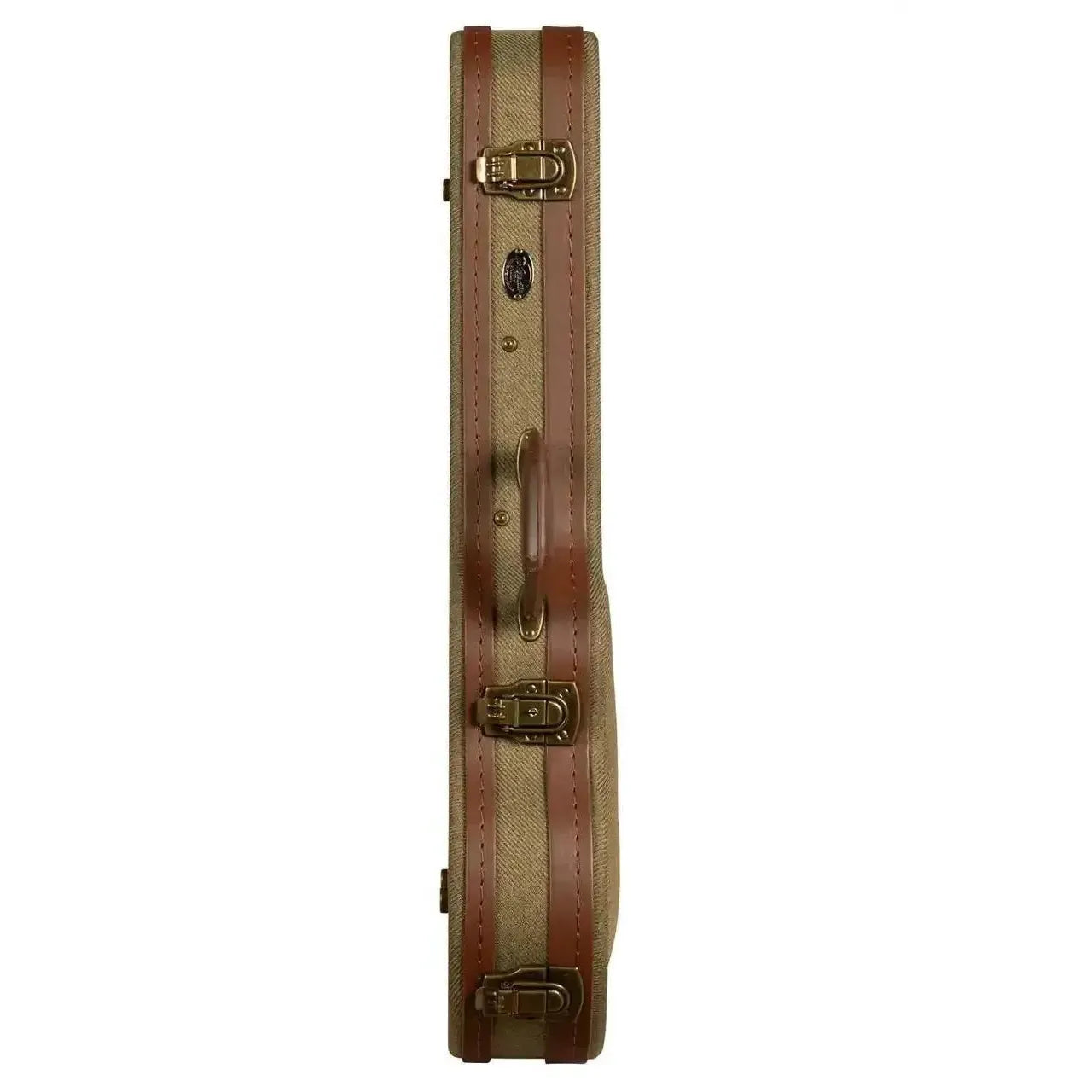Kala ORB-AT Baritone Revelator Ukulele Hardshell Case in Olive Tweed with brown trim and antique hardware.