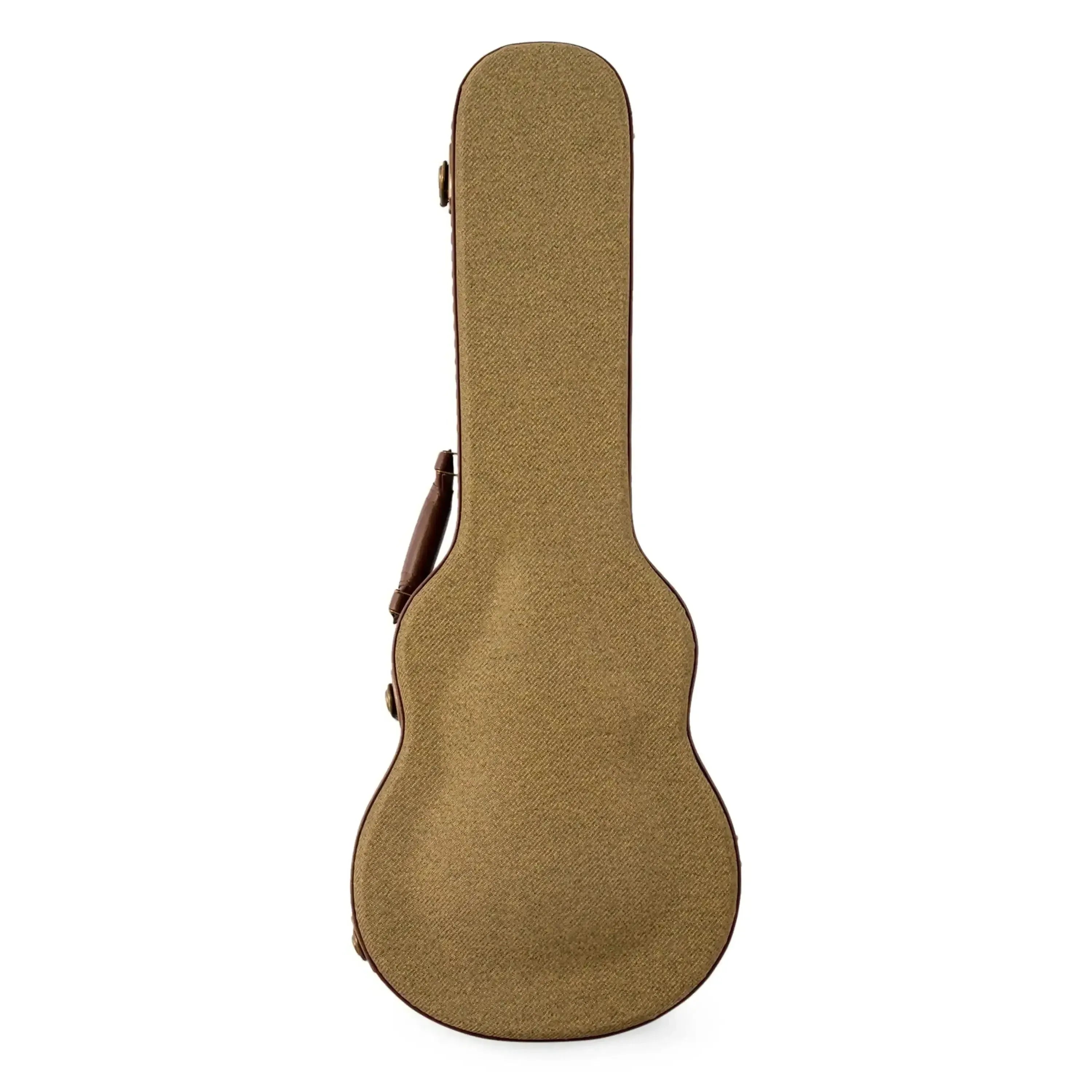 Kala Concert Ukulele hardshell case in olive tweed with brown trim and antique bronze hardware.