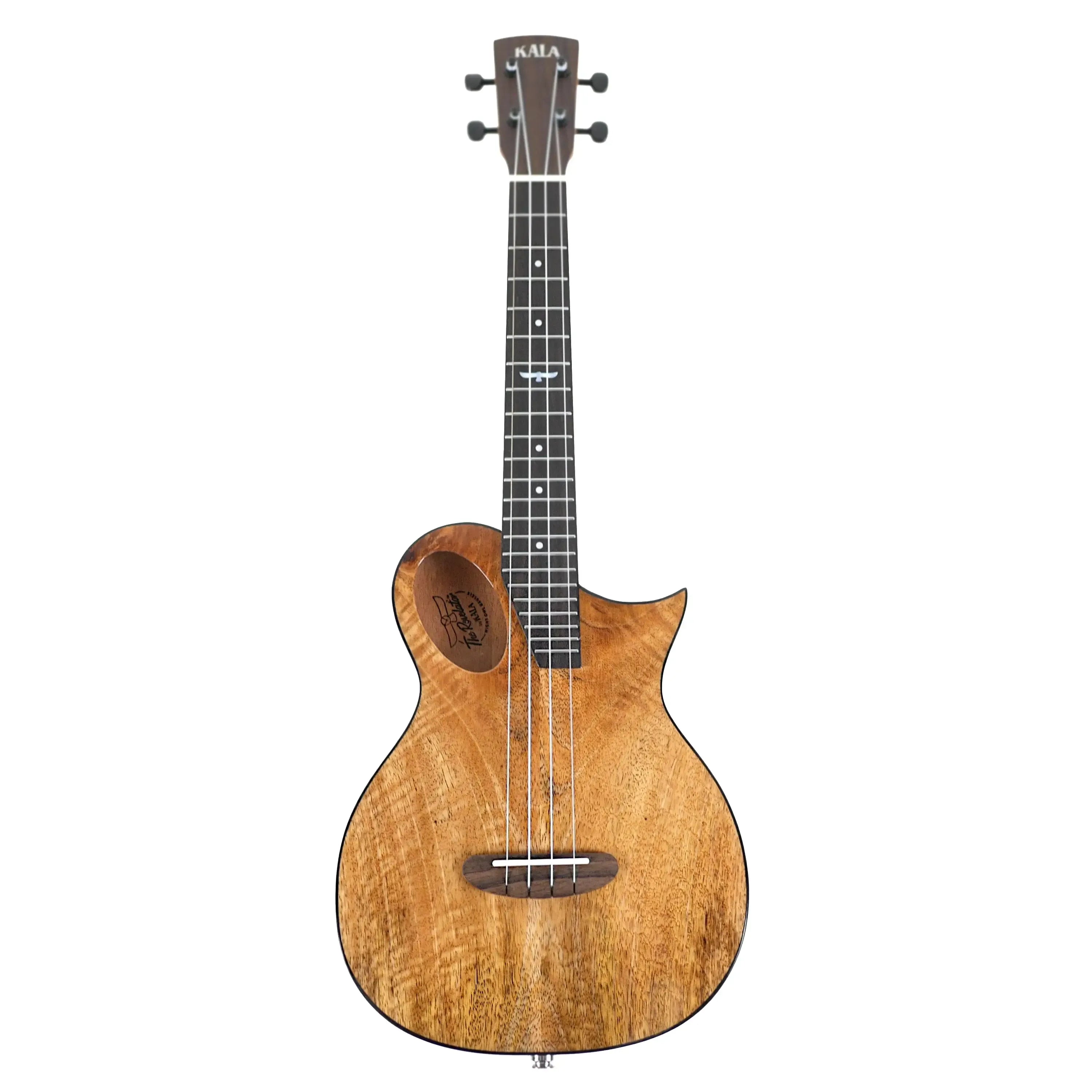 Kala Revelator Night Owl Mango Tenor Ukulele with Florentine cutaway and Bezier curve headstock.