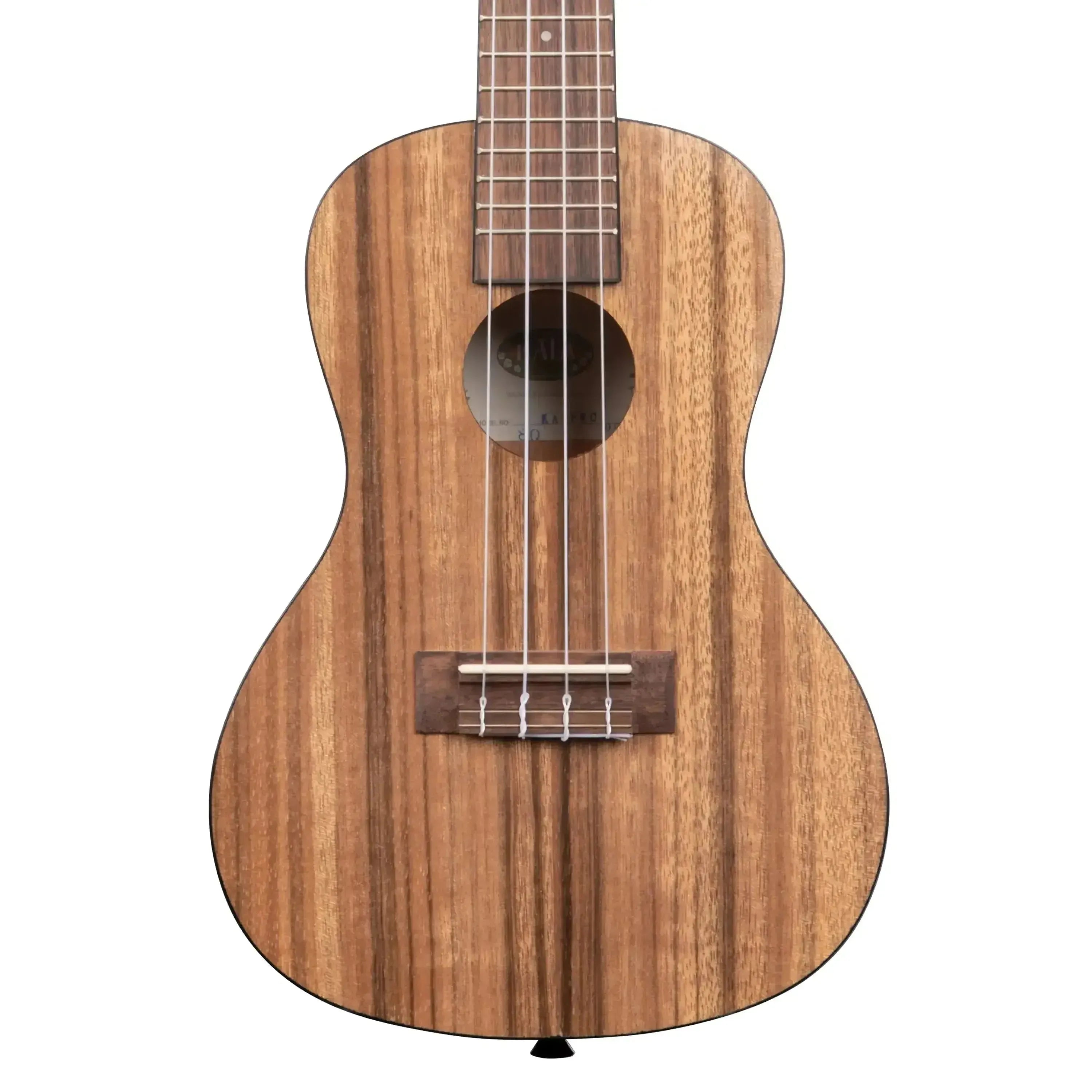 Kala Pacific Walnut Concert Ukulele with natural wood grain, satin finish, and black binding.